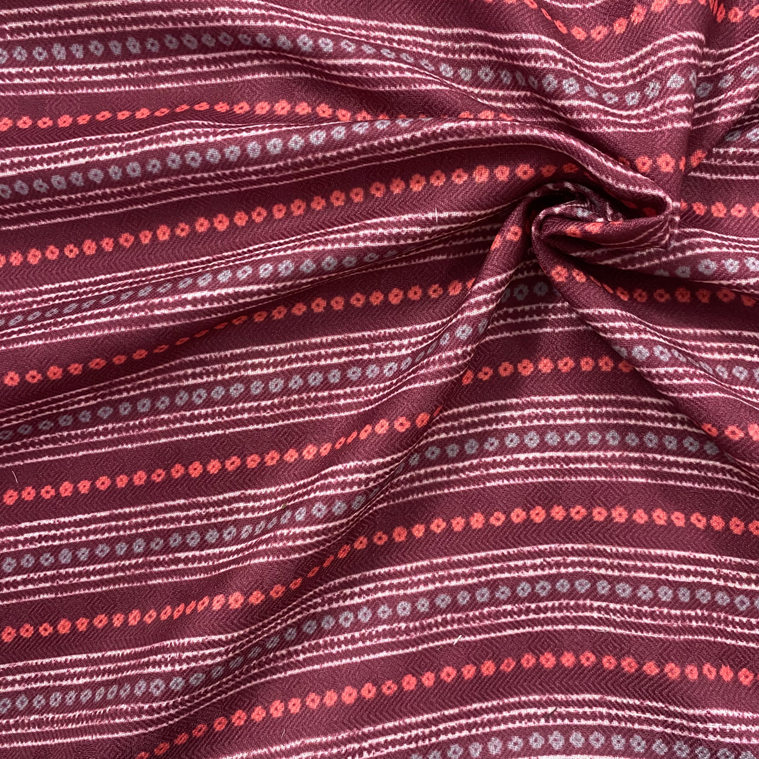 Dark contrast stripes print on pashmina fabric per meter