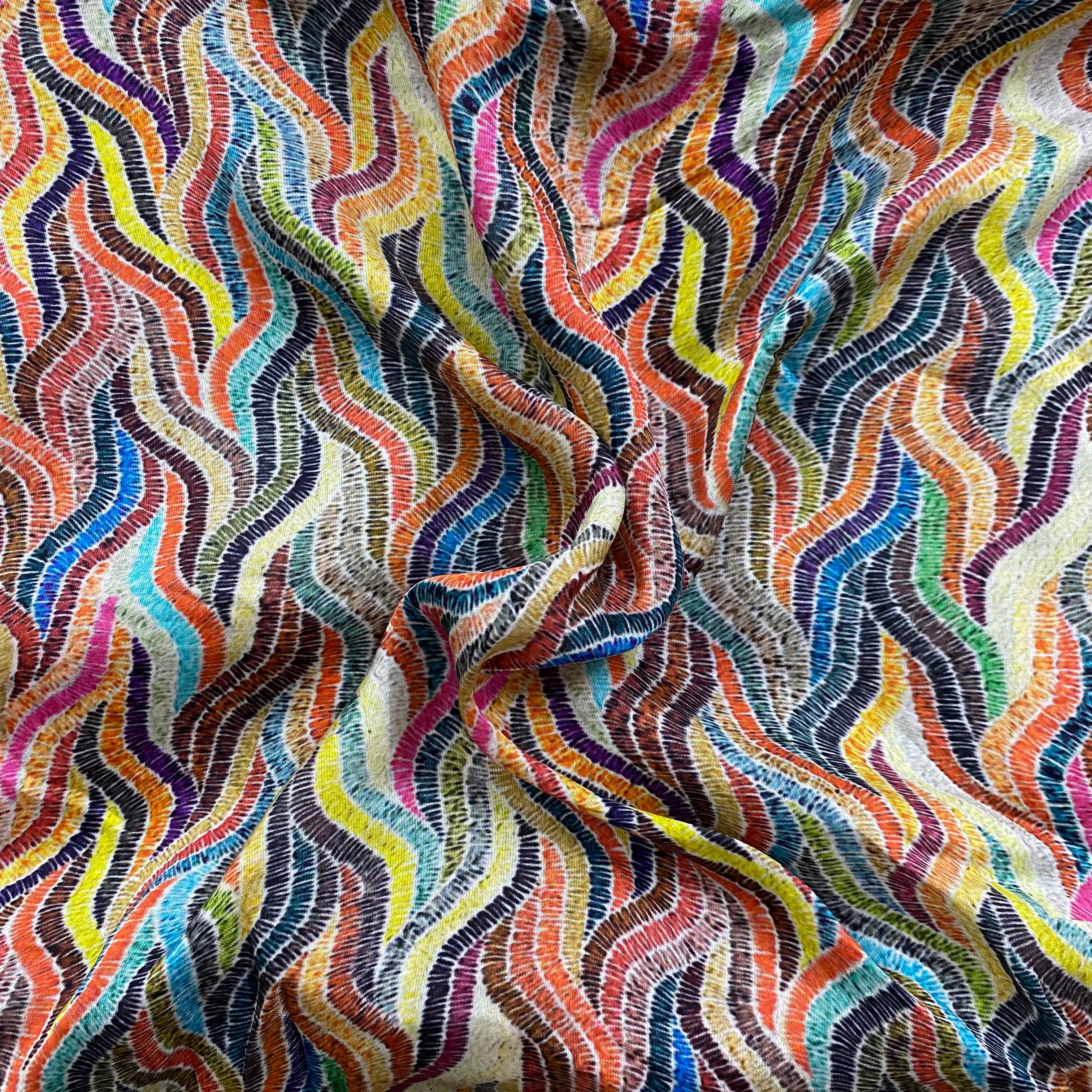 Multicolor print modal satin fabric per meter