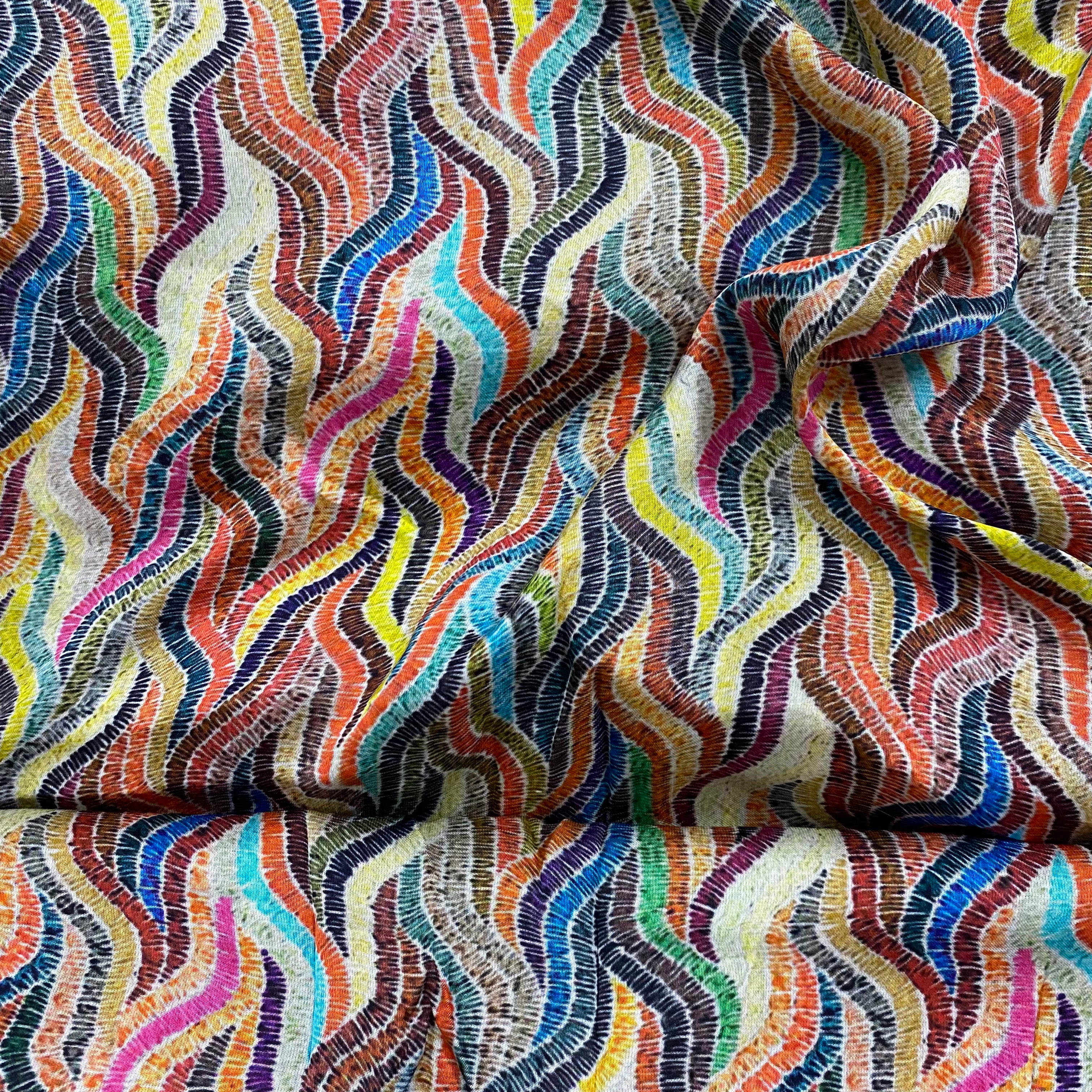 Multicolor print modal satin fabric per meter