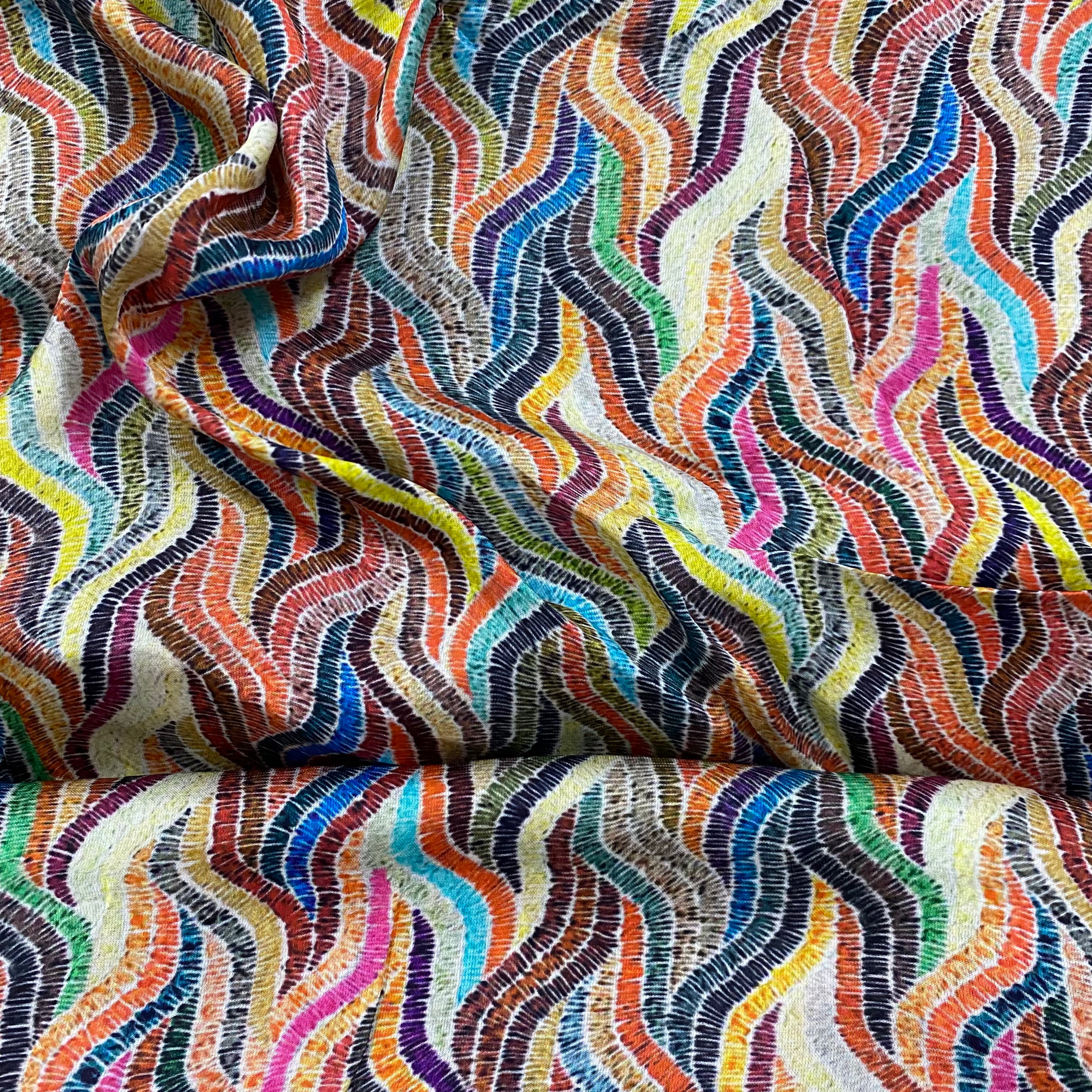 Multicolor print modal satin fabric per meter