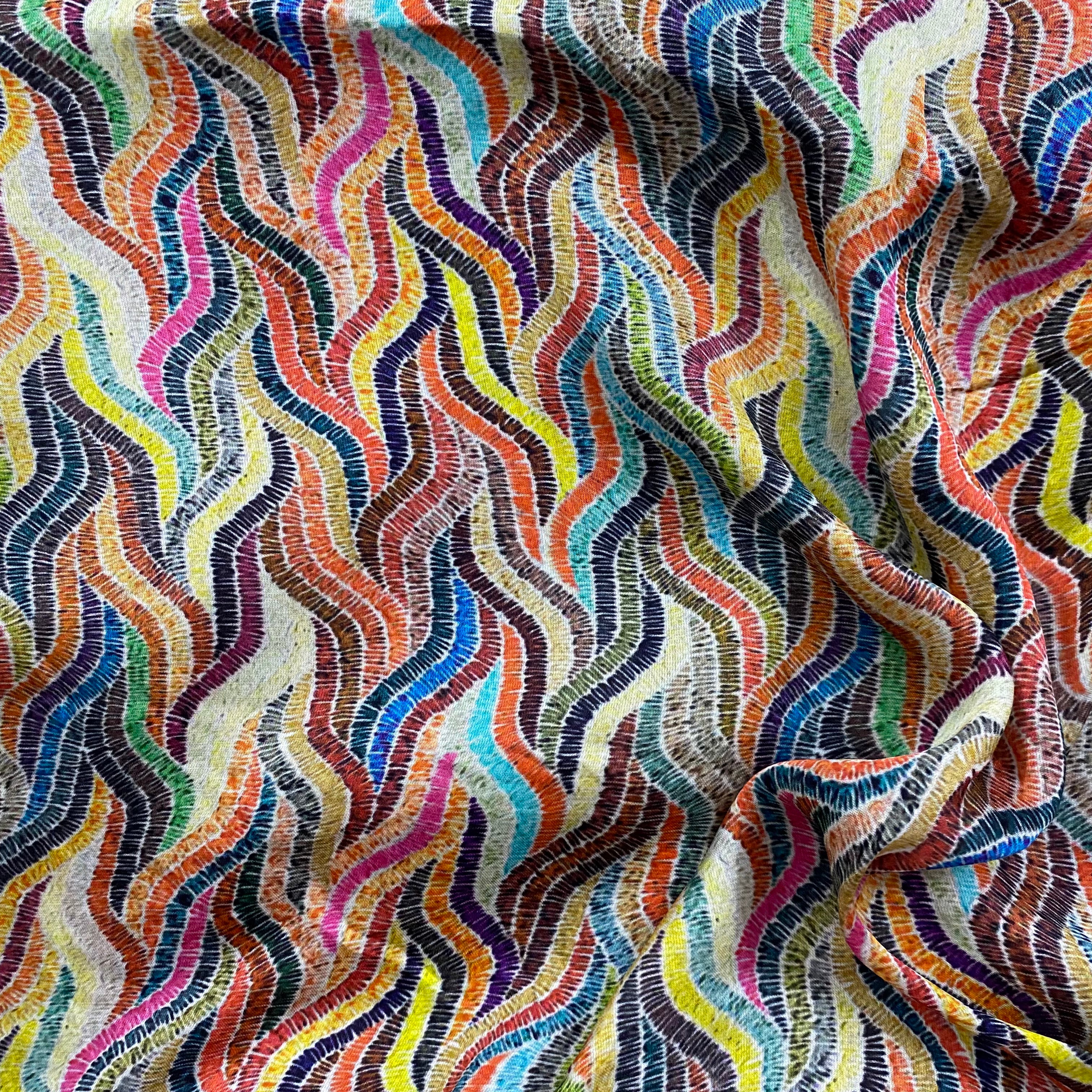 Multicolor print modal satin fabric per meter