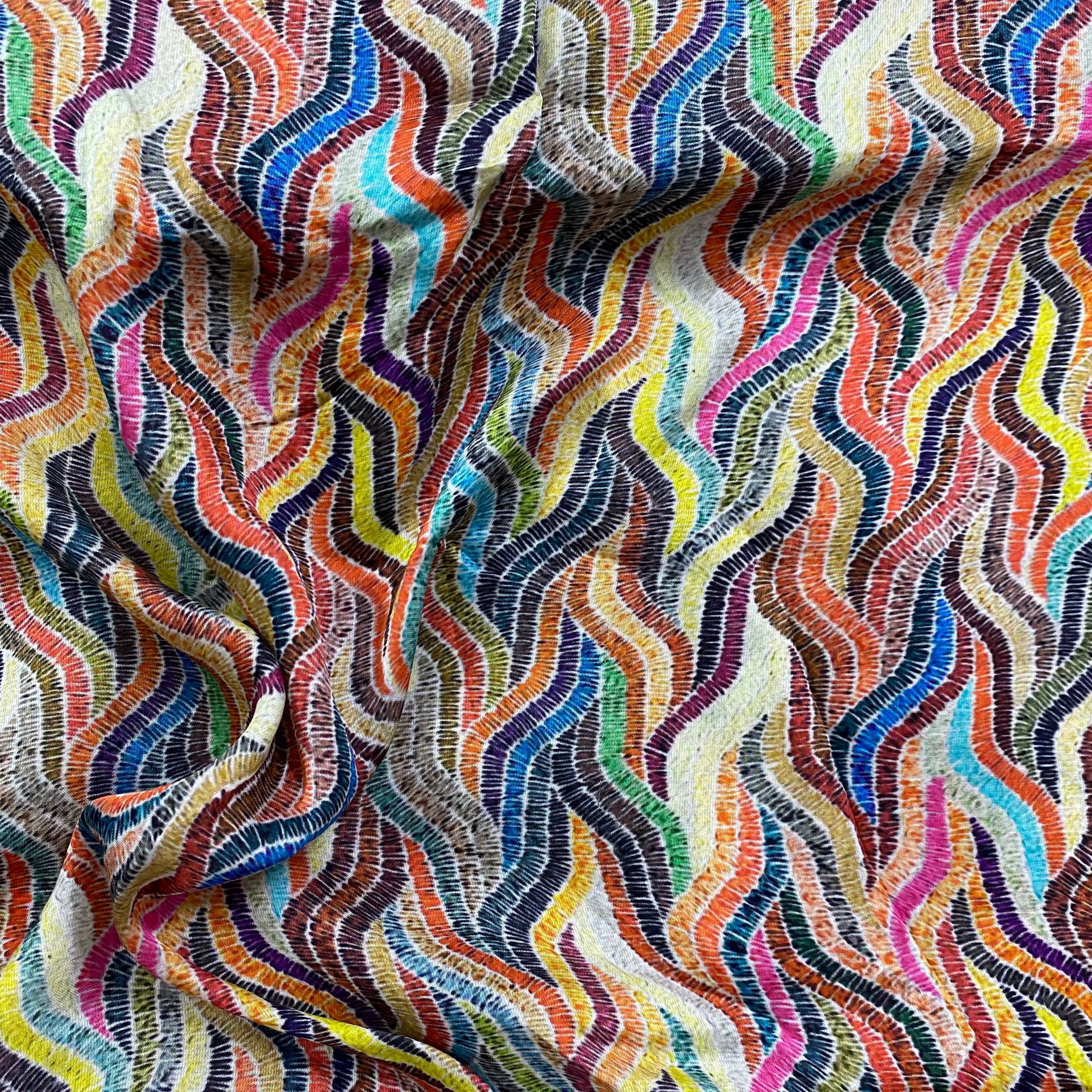 Multicolor print modal satin fabric per meter