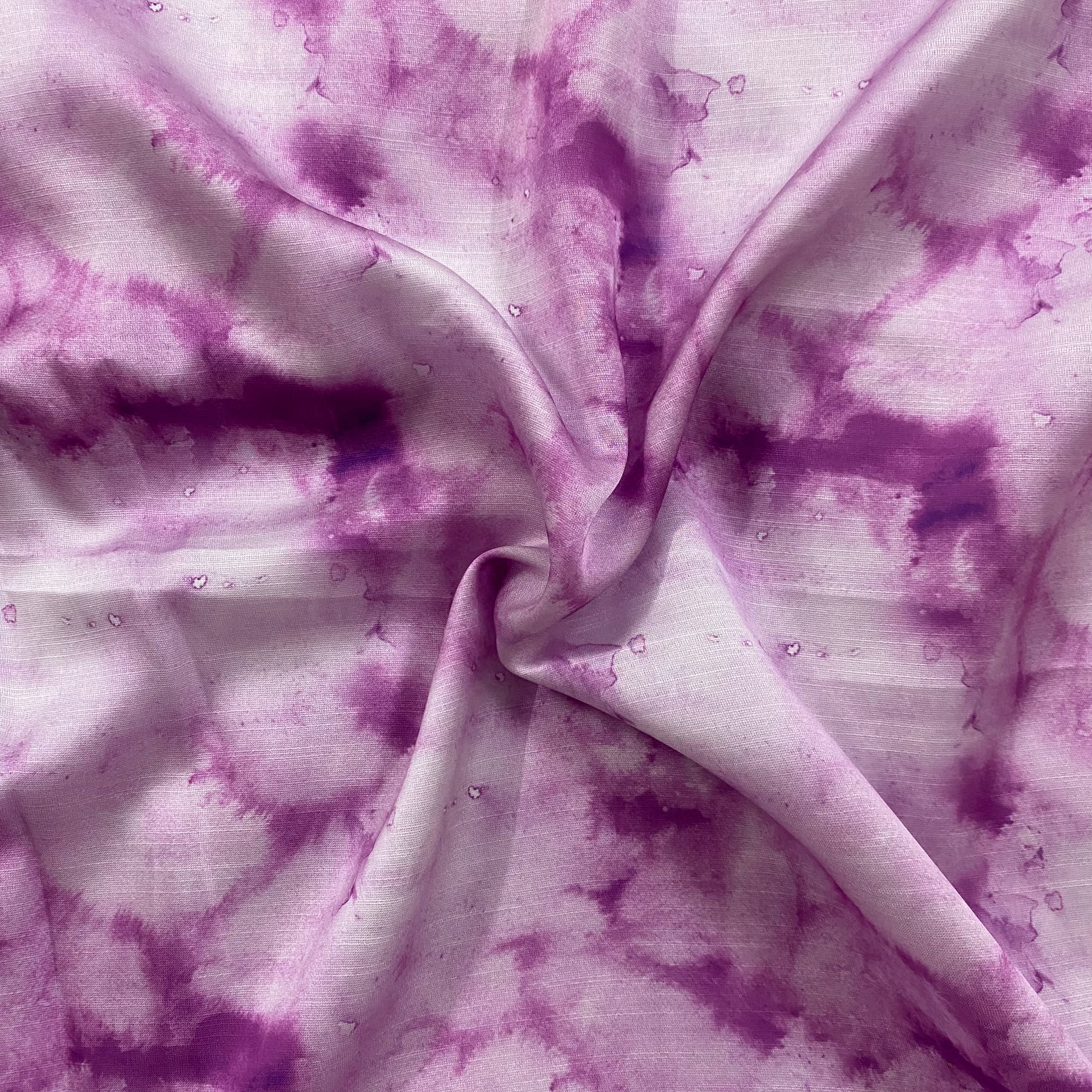 Tye & dye pattern print on linen satin fabric per meter