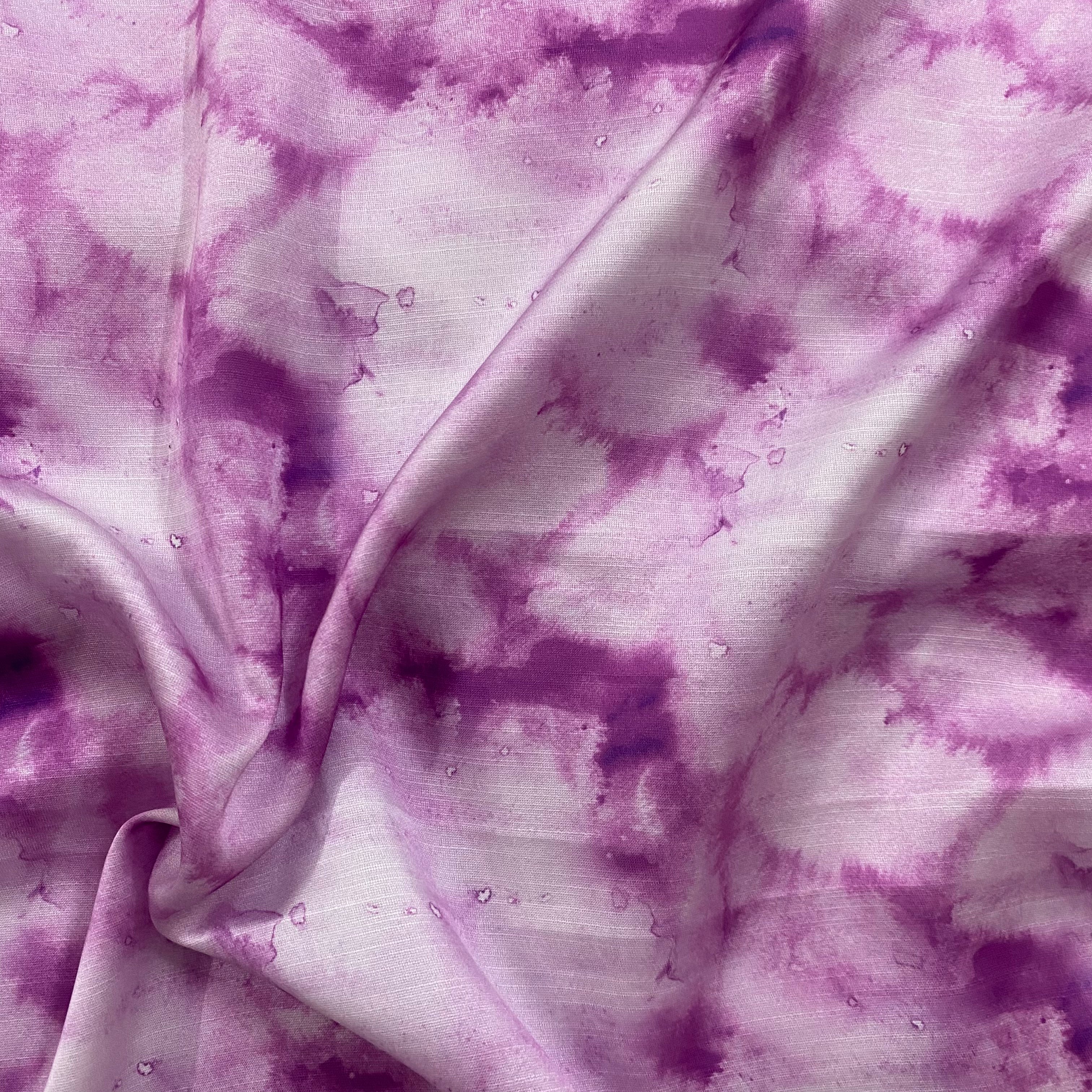 Tye & dye pattern print on linen satin fabric per meter