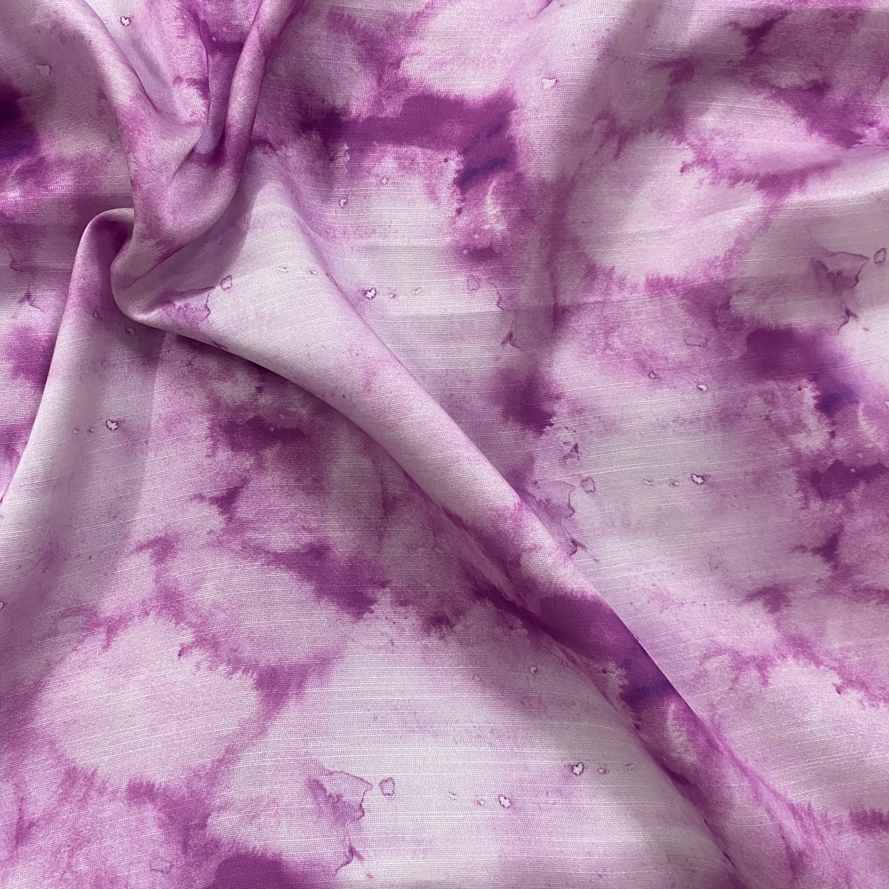 Tye & dye pattern print on linen satin fabric per meter
