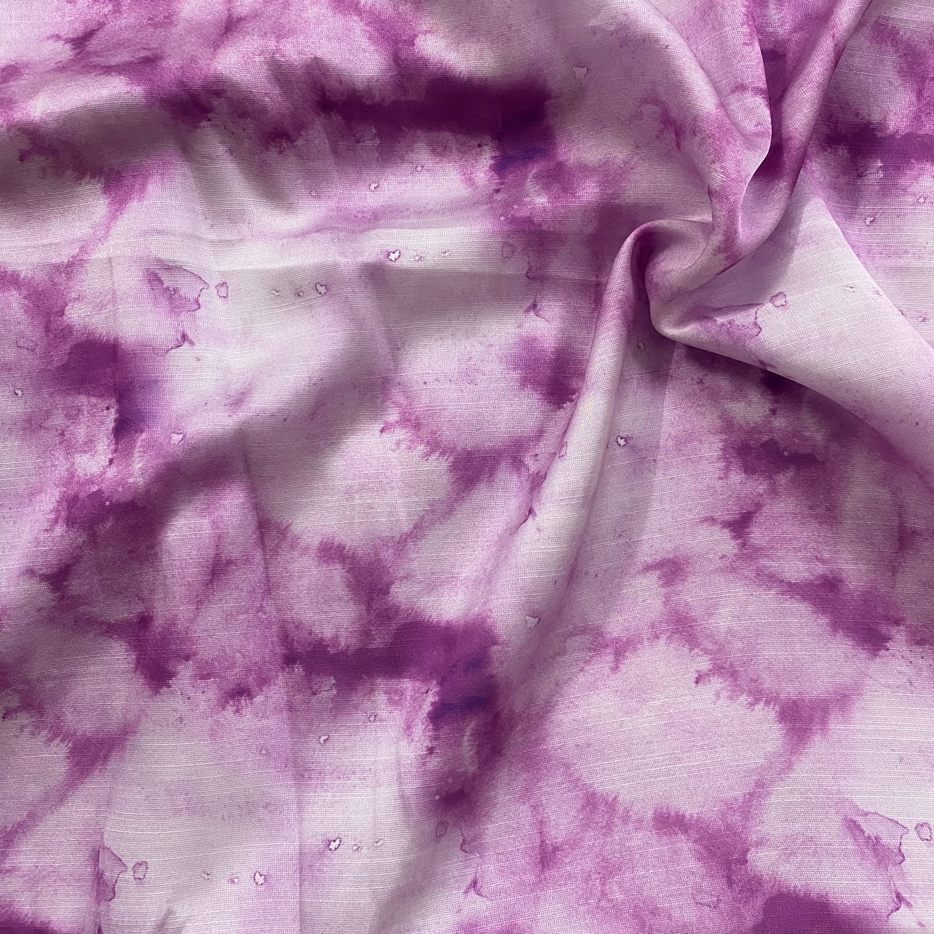 Tye & dye pattern print on linen satin fabric per meter