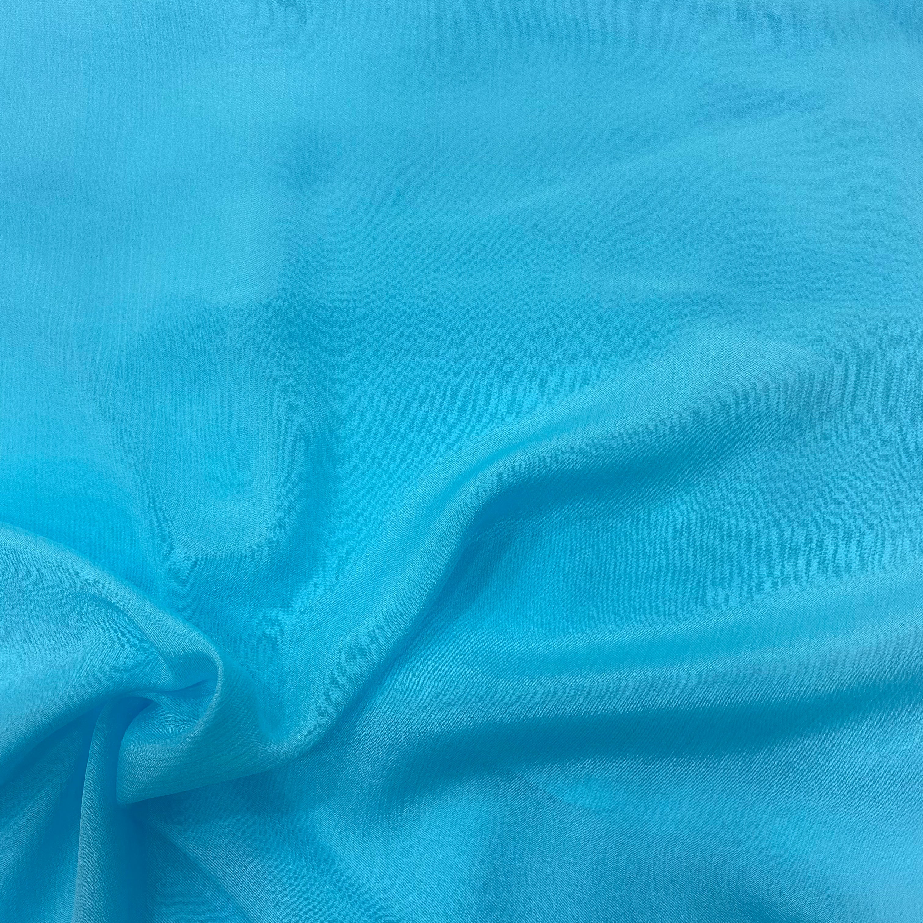 Light sky blue pure chinon fabric - 44 width per meter price