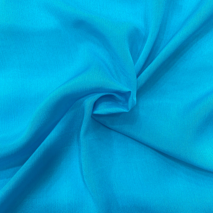 Dark sky blue pure chinon fabric - 44 width per meter price