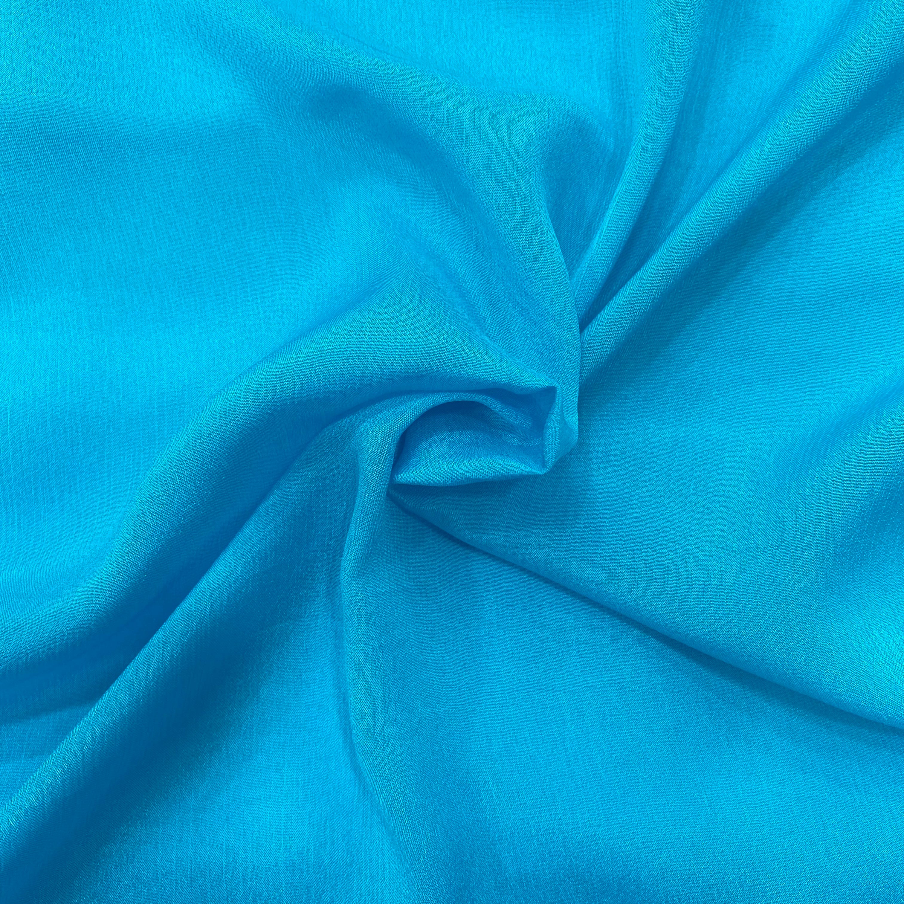 Dark sky blue pure chinon fabric - 44 width per meter price