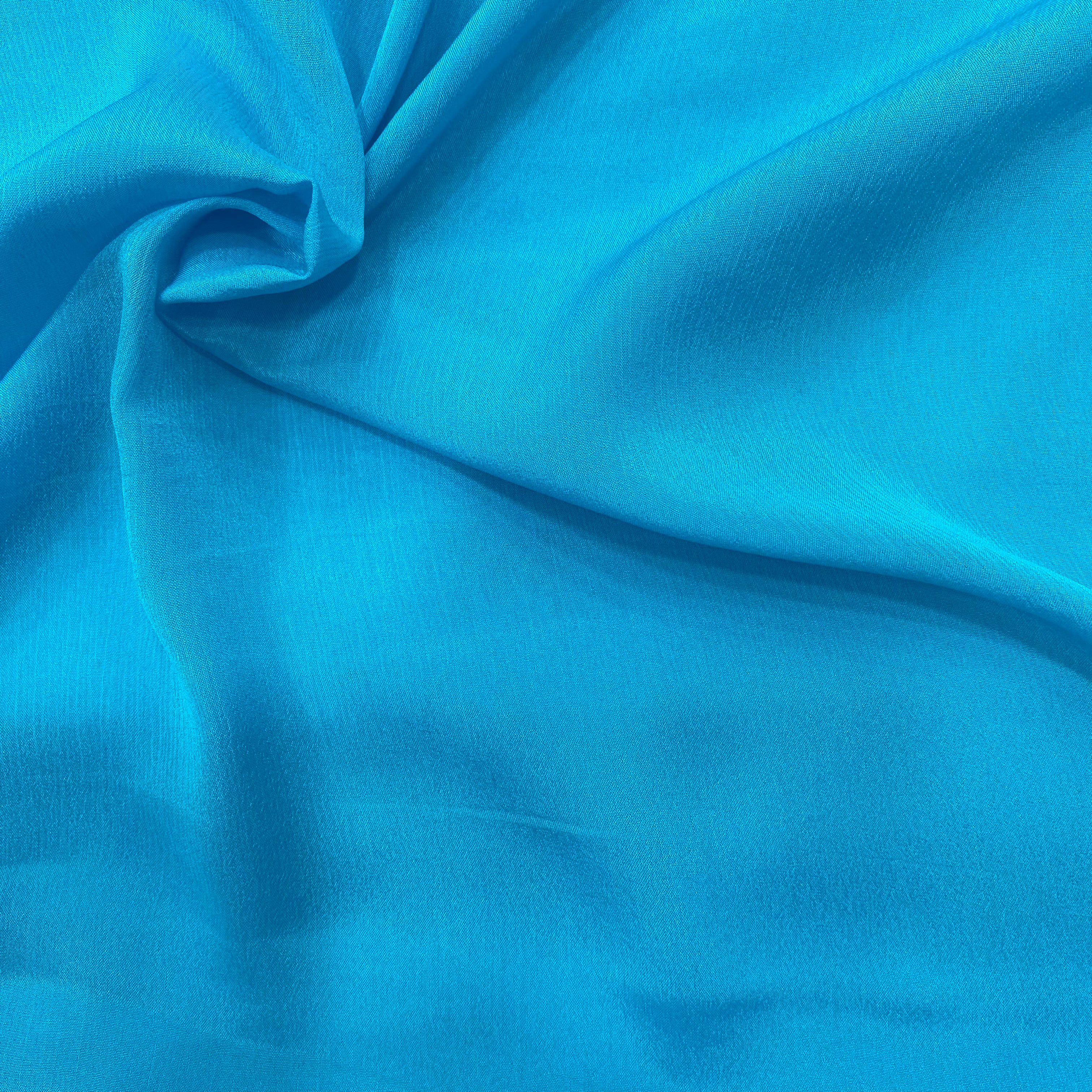 Dark sky blue pure chinon fabric - 44 width per meter price