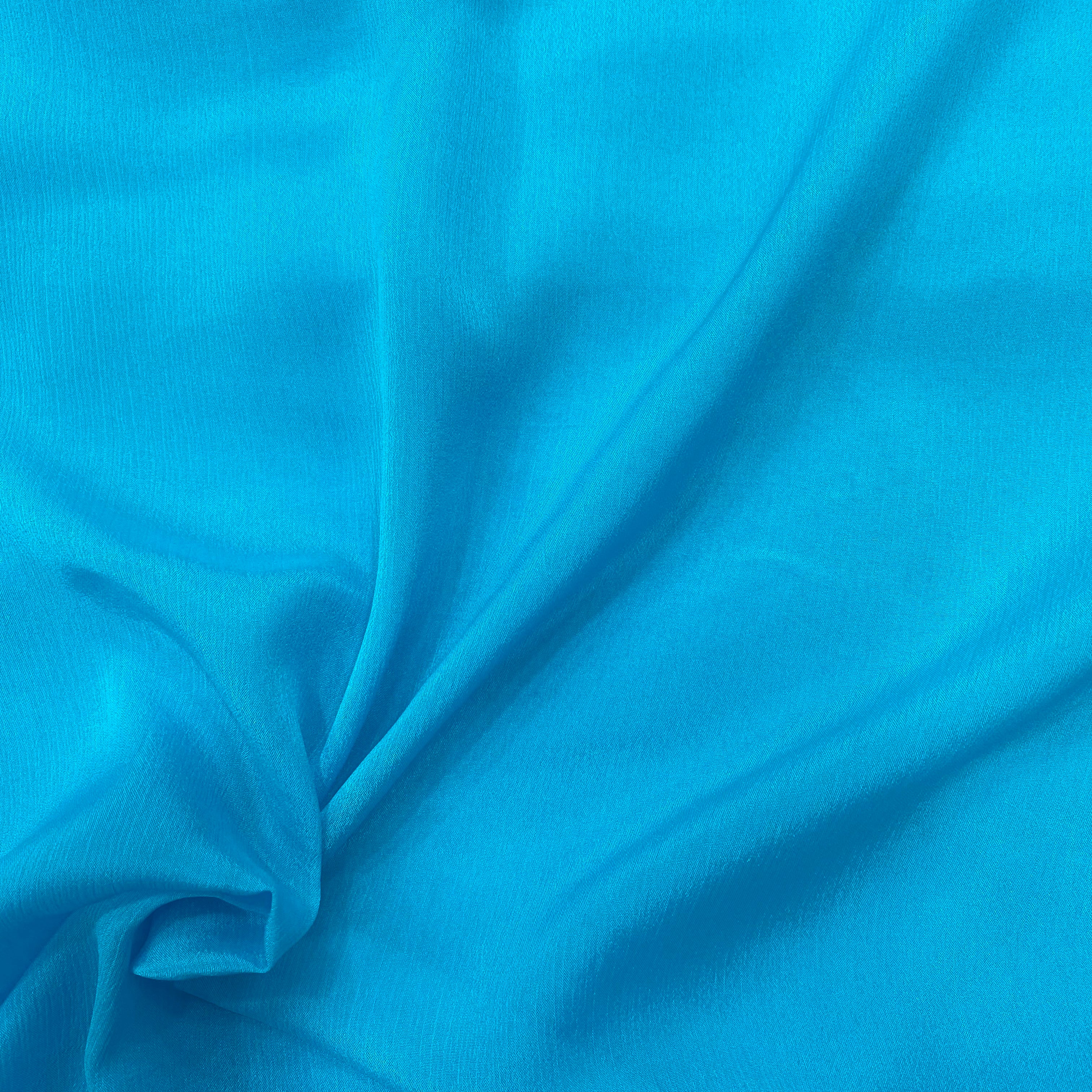 Dark sky blue pure chinon fabric - 44 width per meter price