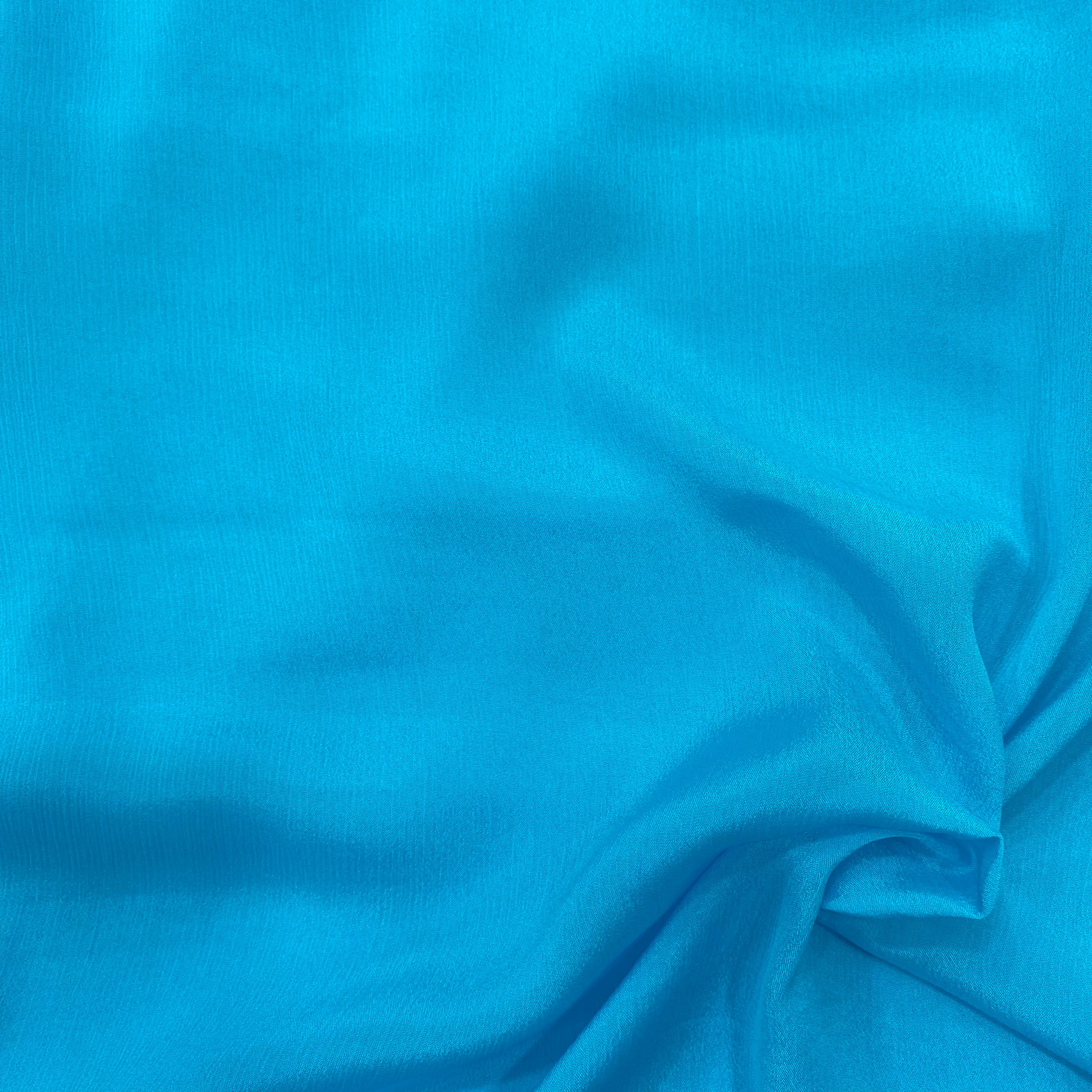 Dark sky blue pure chinon fabric - 44 width per meter price