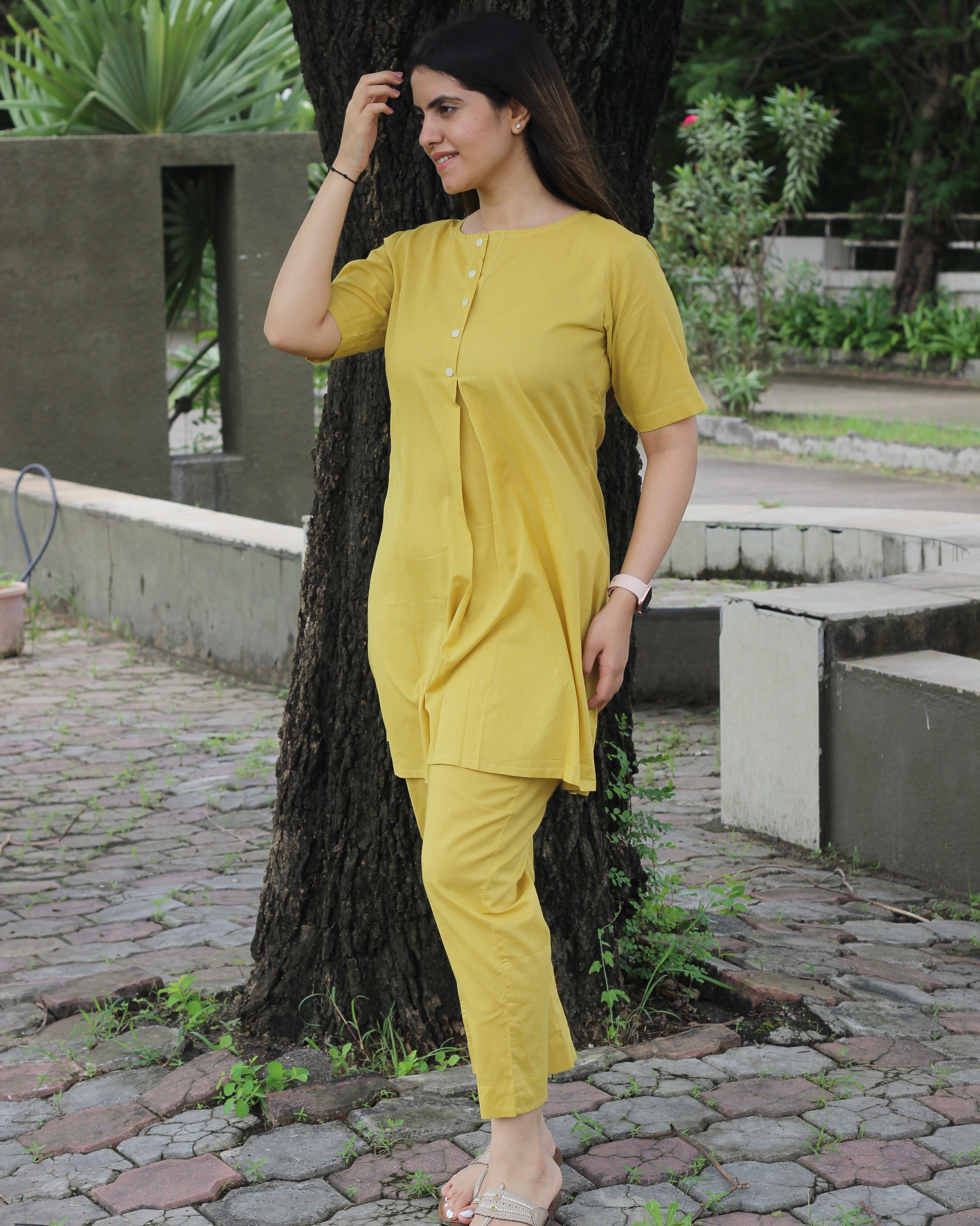 Premium Cotton Yellow Lounge Set