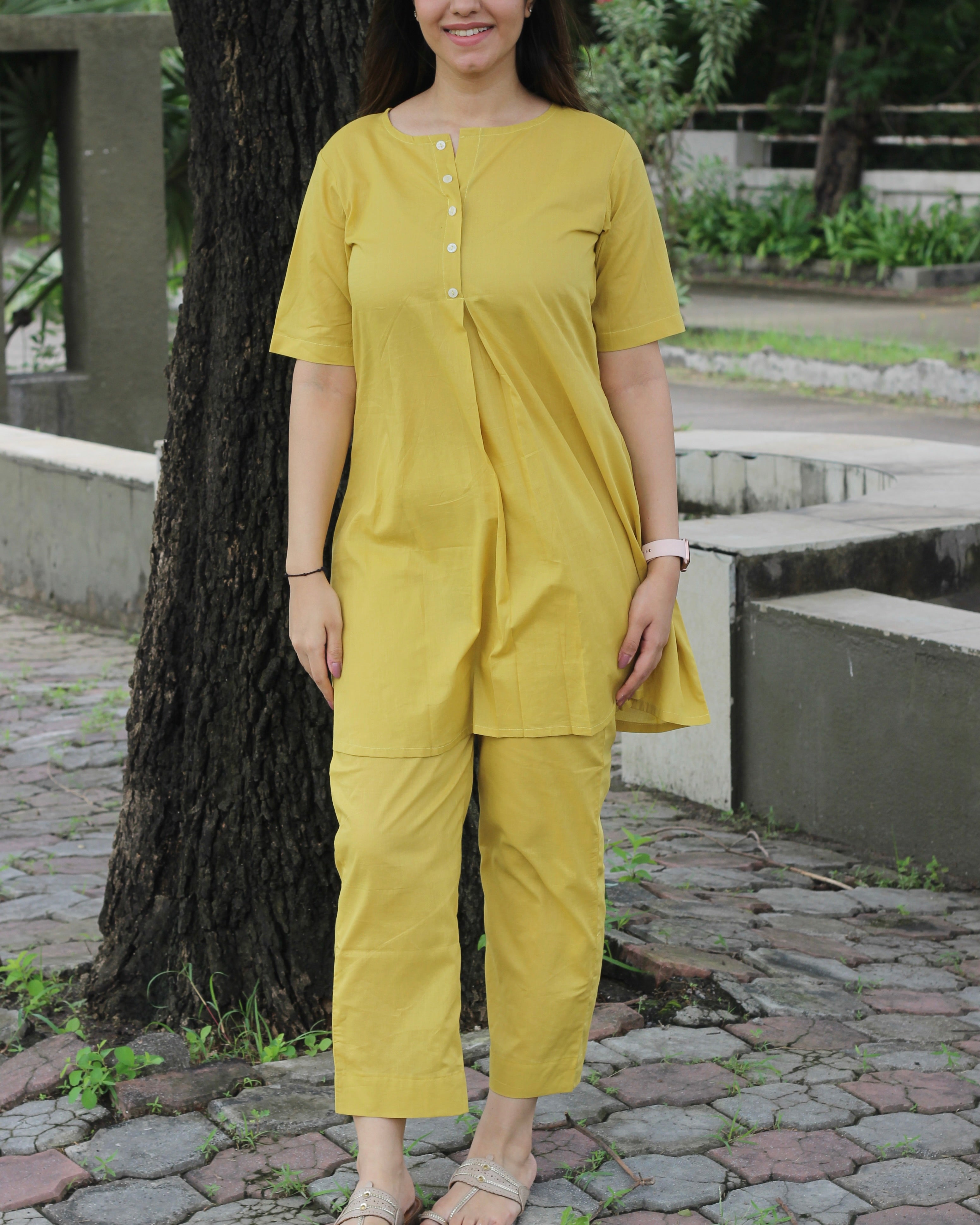 Premium Cotton Yellow Lounge Set