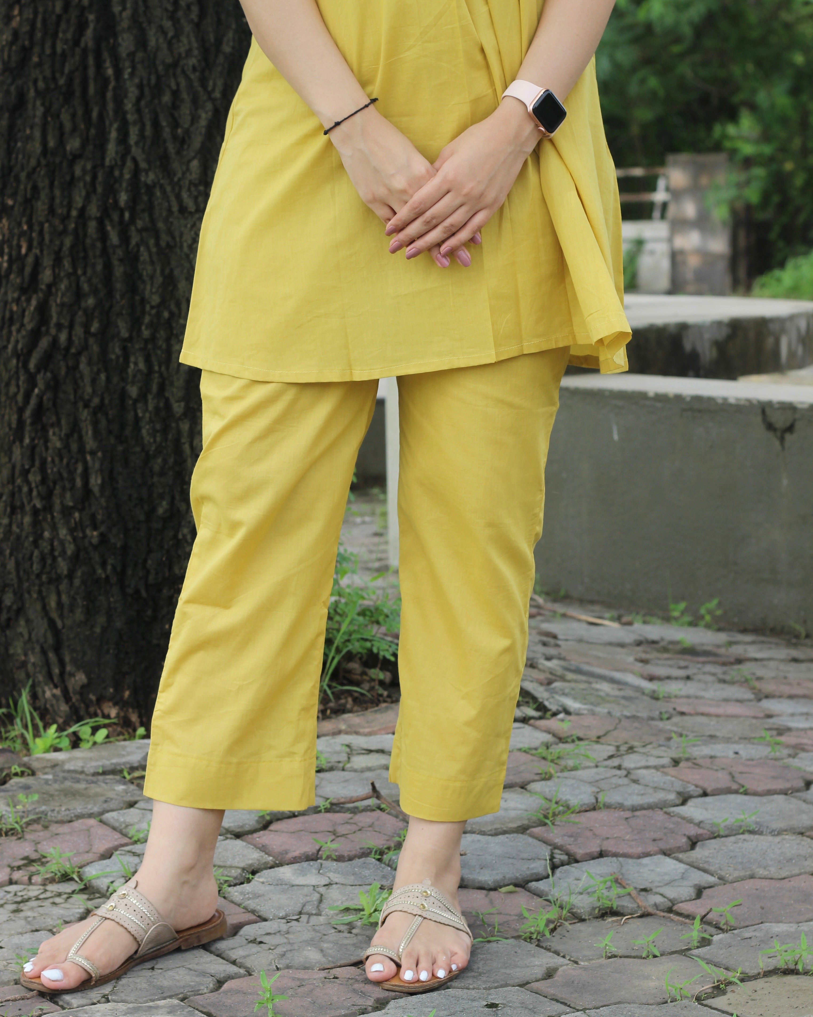 Premium cotton Pants in Yellow