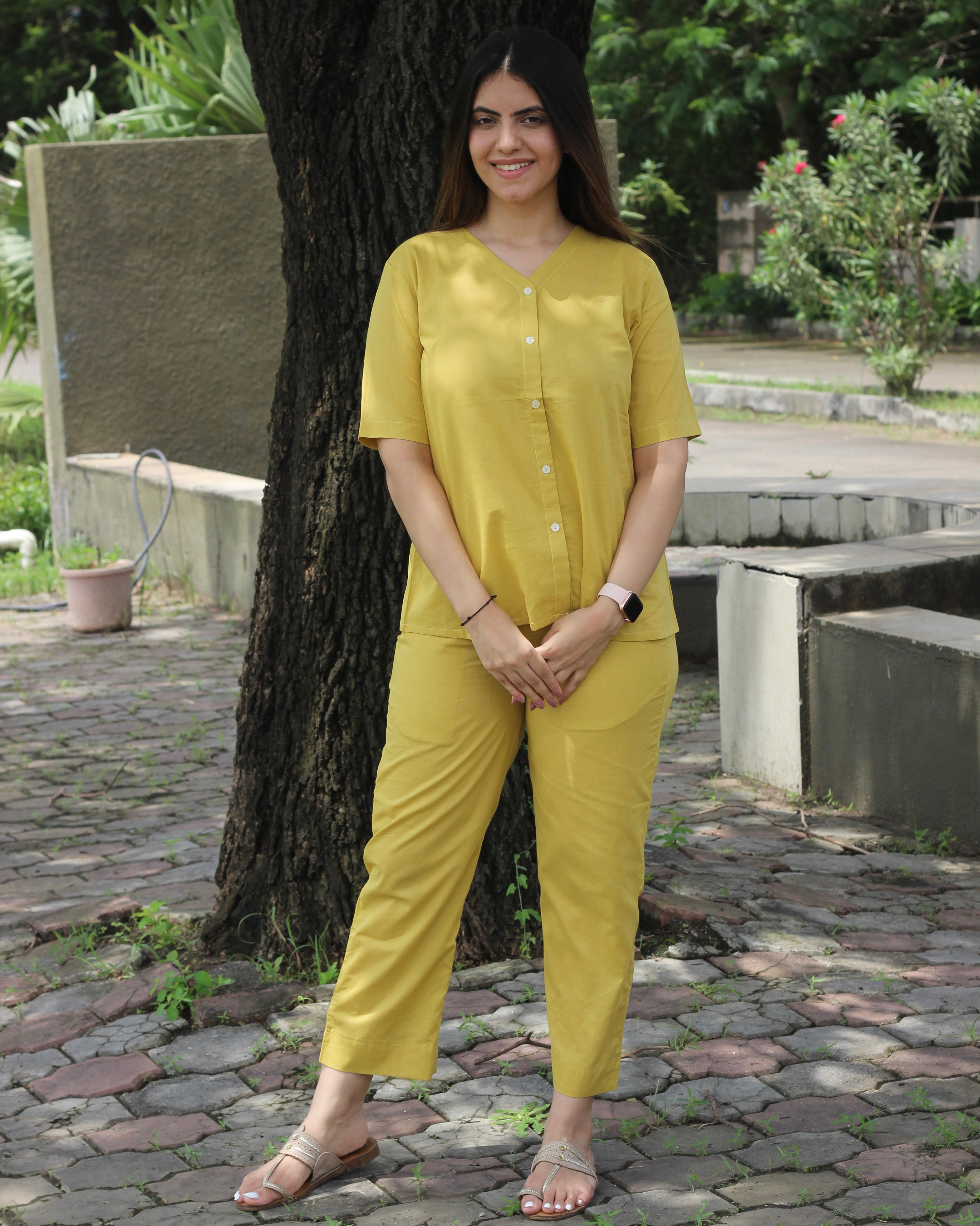Premium Cotton Yellow Lounge Set