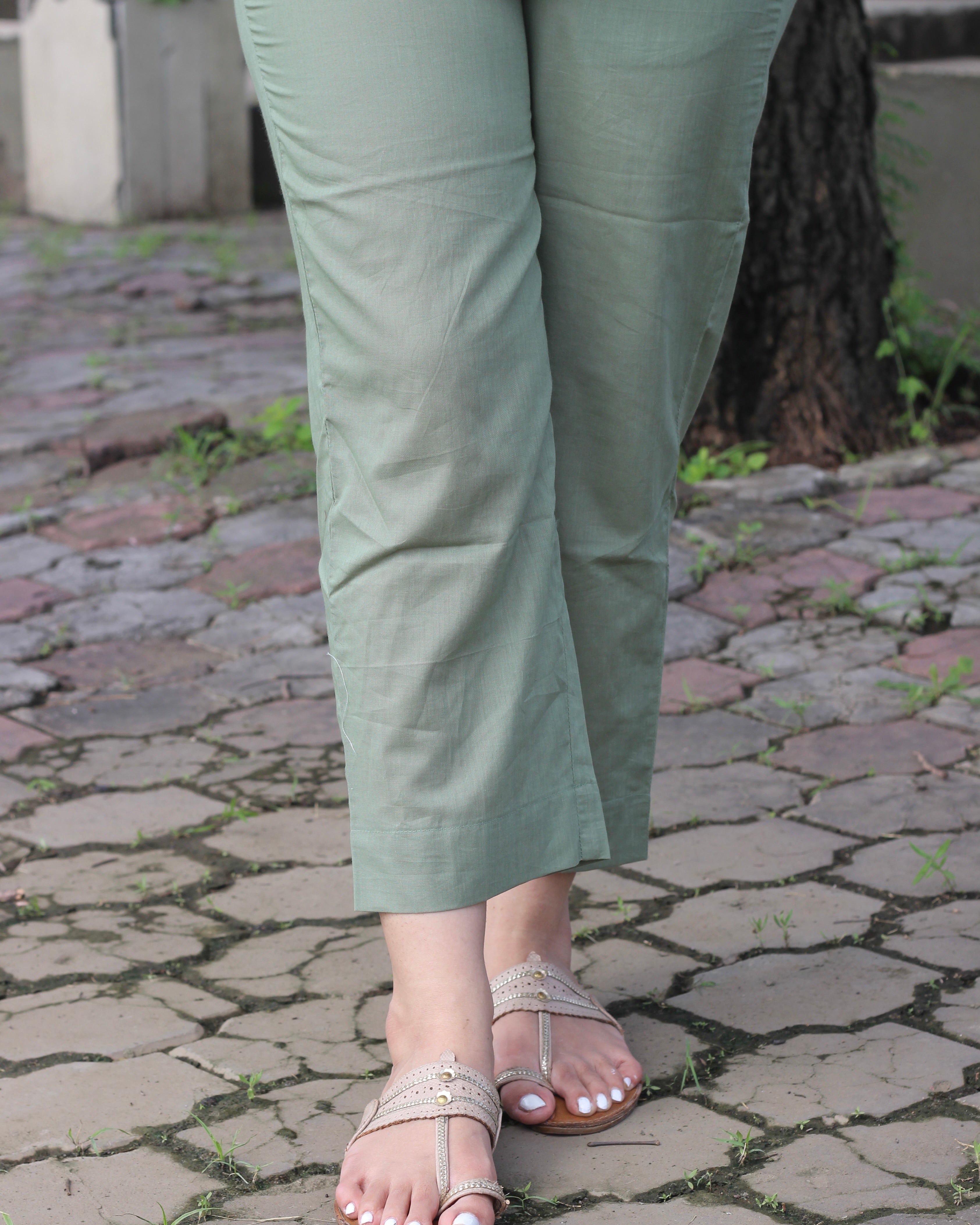 Premium Cotton Sage Green Lounge Set - Short Shirt for Youth and Long Top for Adults, with Comfortable Pants and Pockets