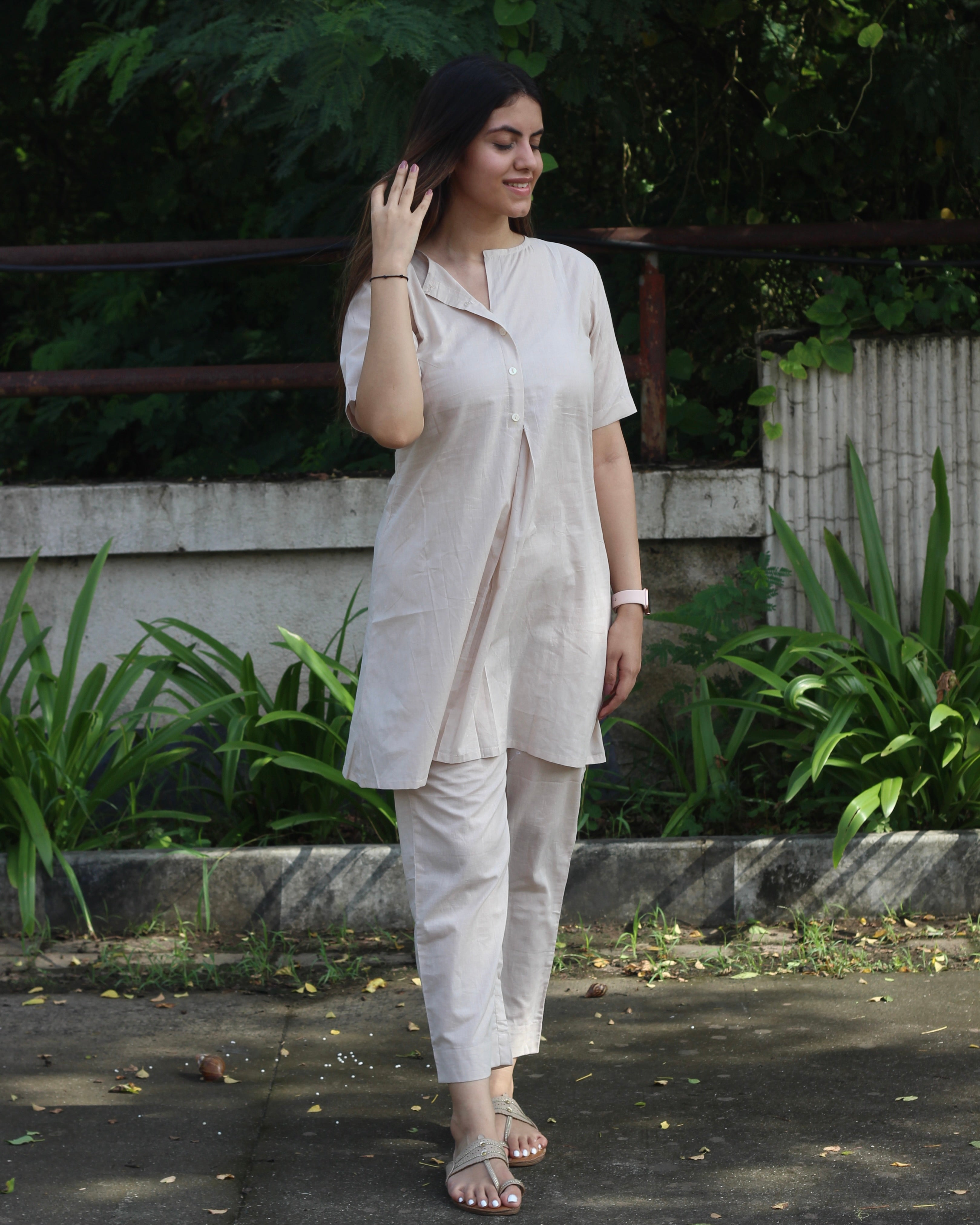 Premium Cotton Biege Lounge Set