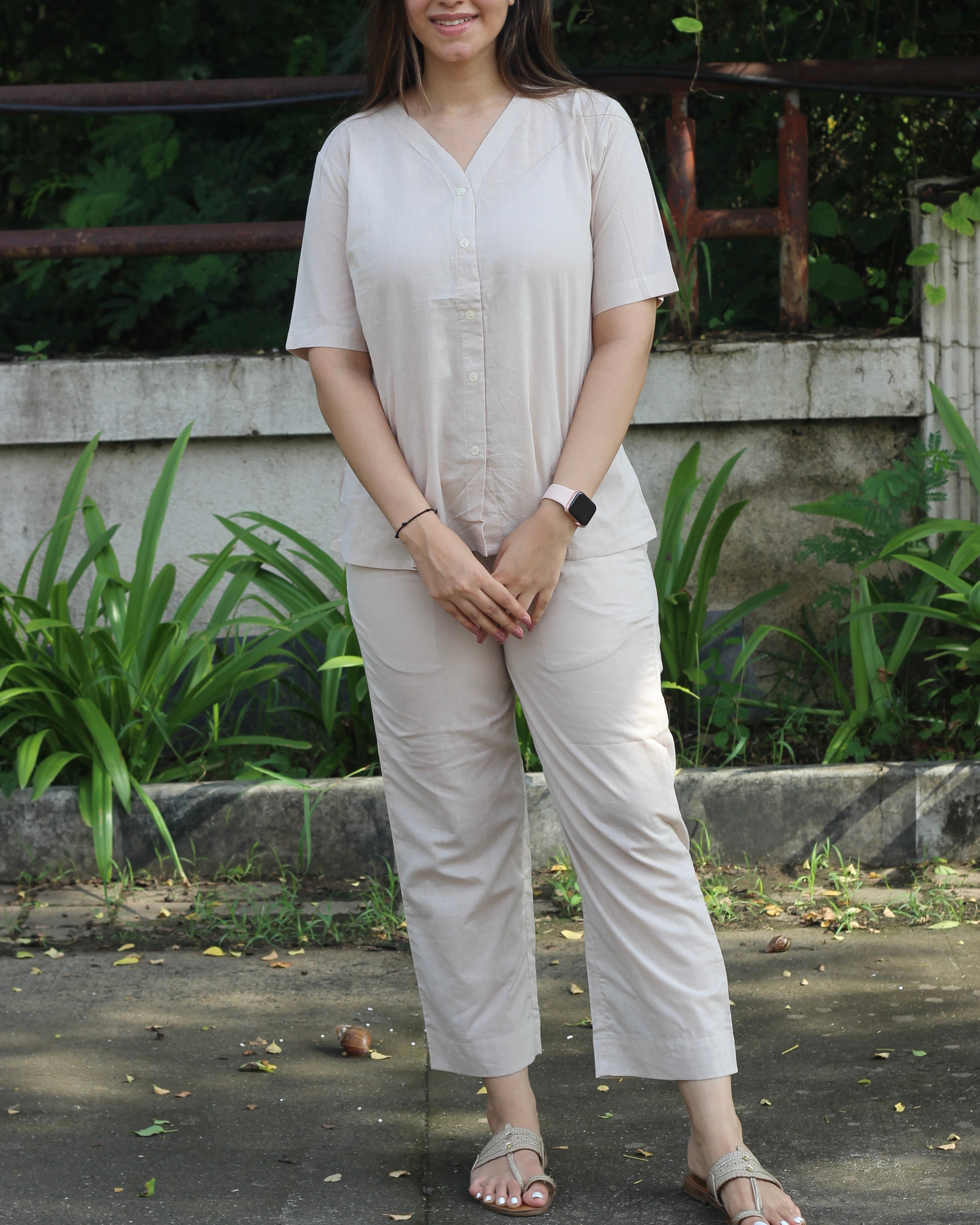 Premium Cotton Biege Lounge Set