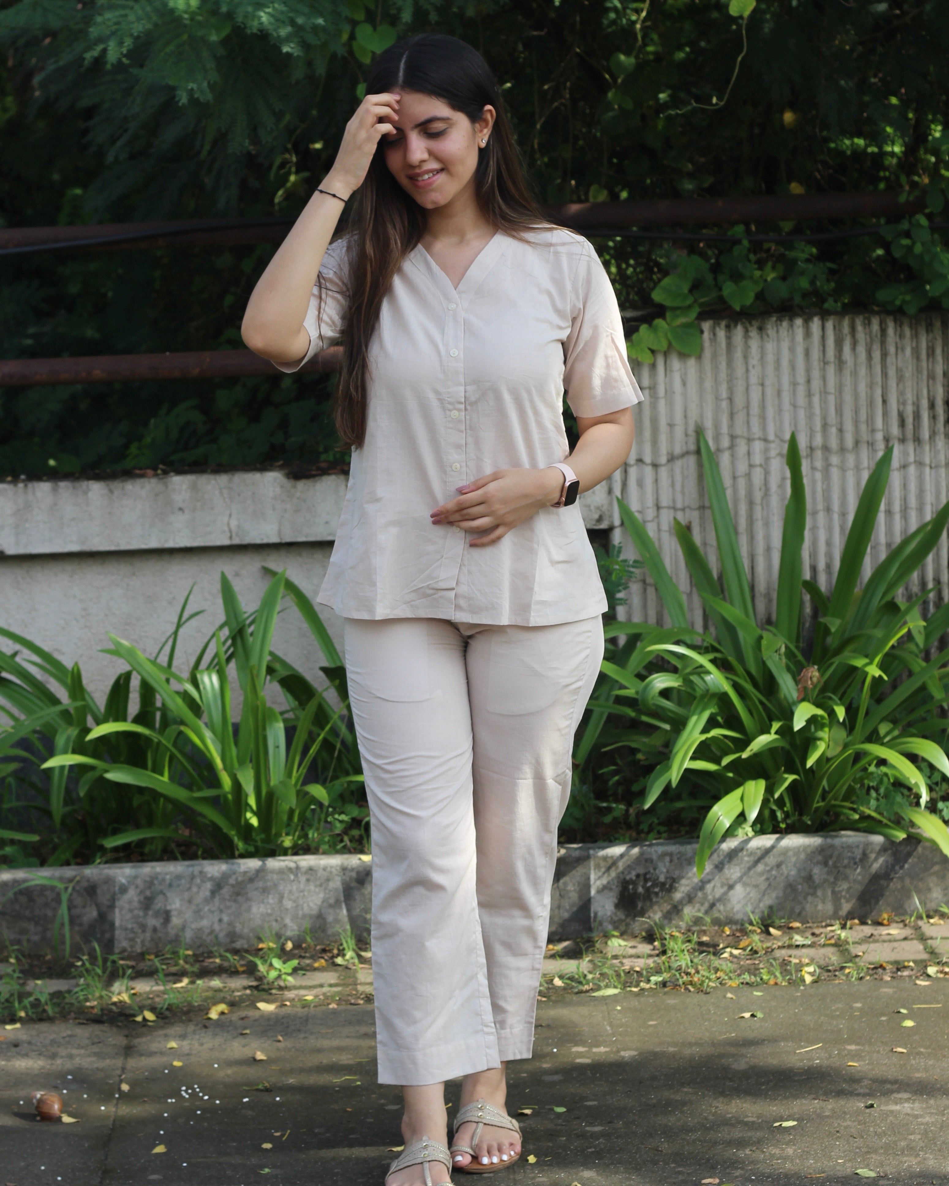 Premium Cotton Biege Lounge Set