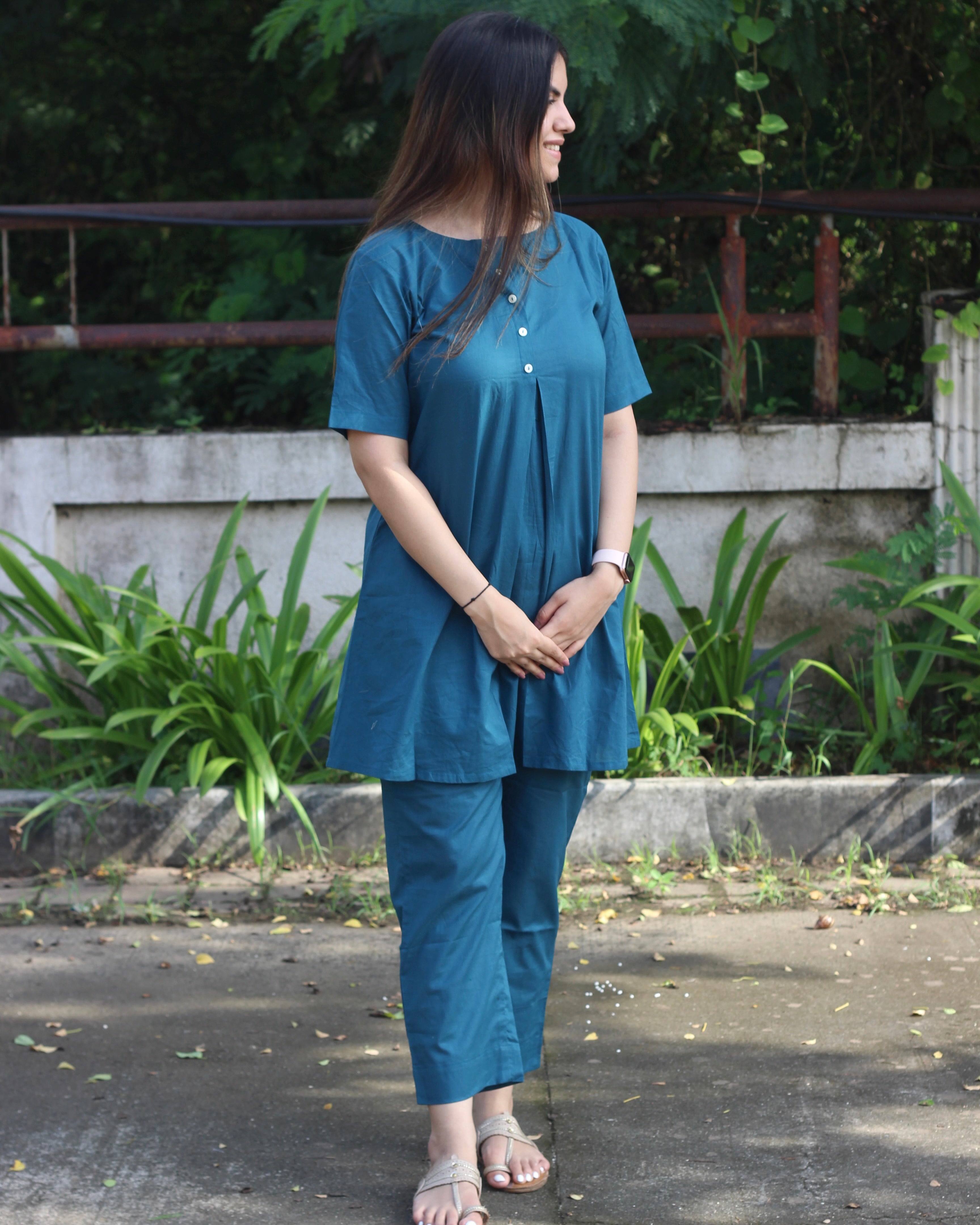 Premium Cotton Teal Blue Lounge Set