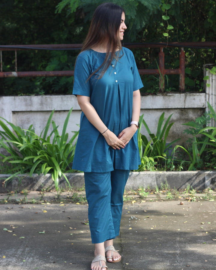Premium Cotton Teal Blue Lounge Set