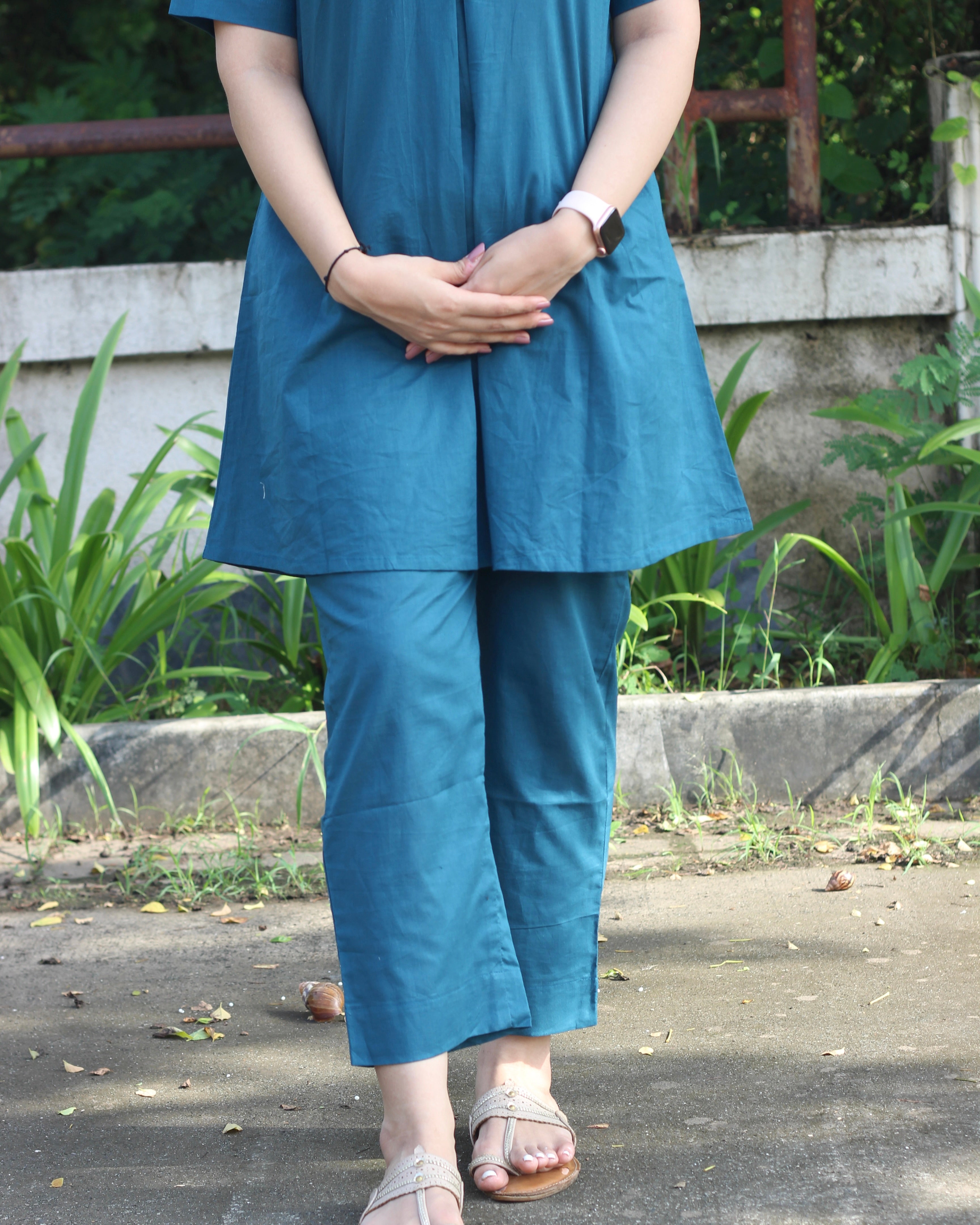 Premium Cotton Teal Blue Lounge Set