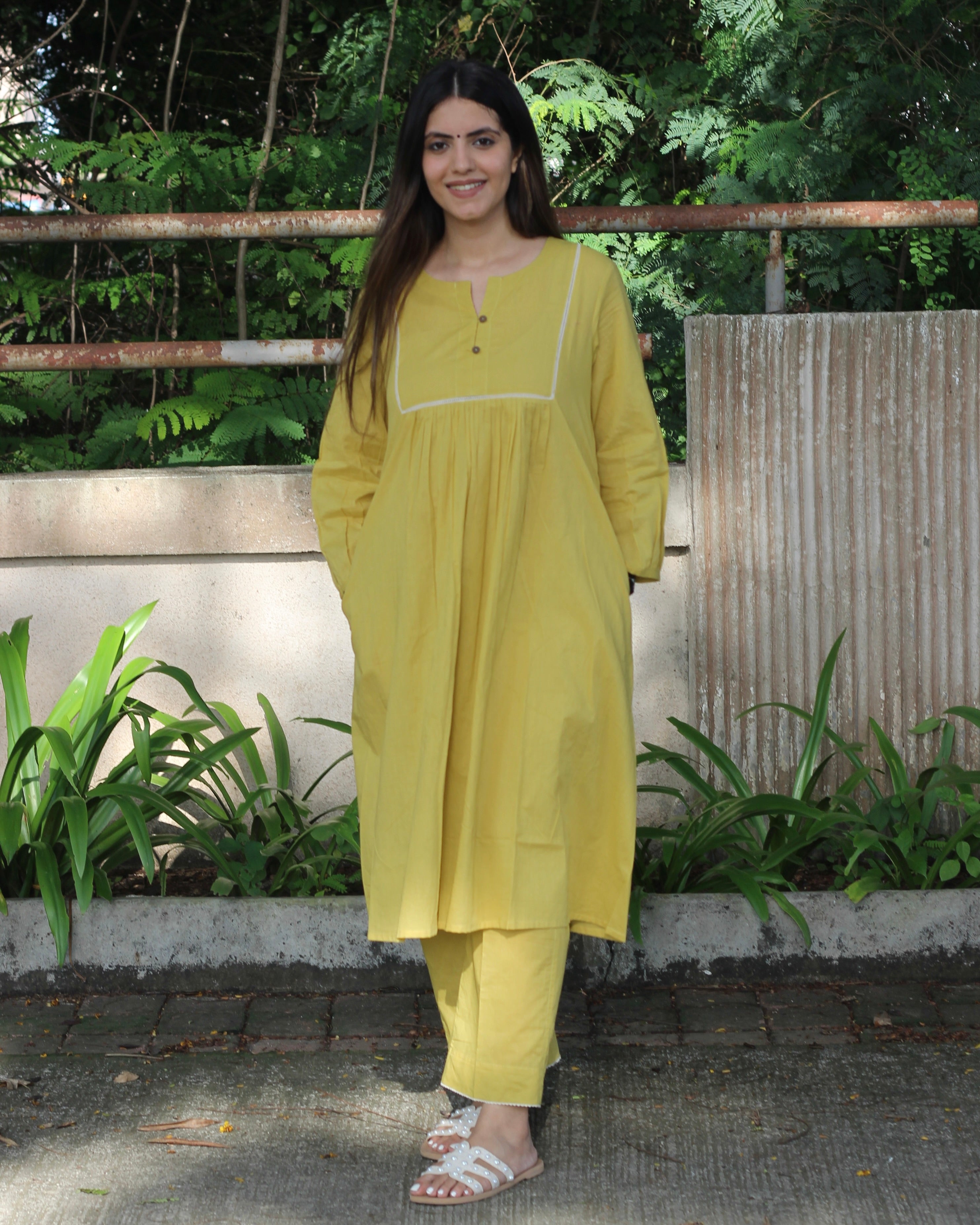 Premium Cotton Mustard Yellow Kurta with Pockets