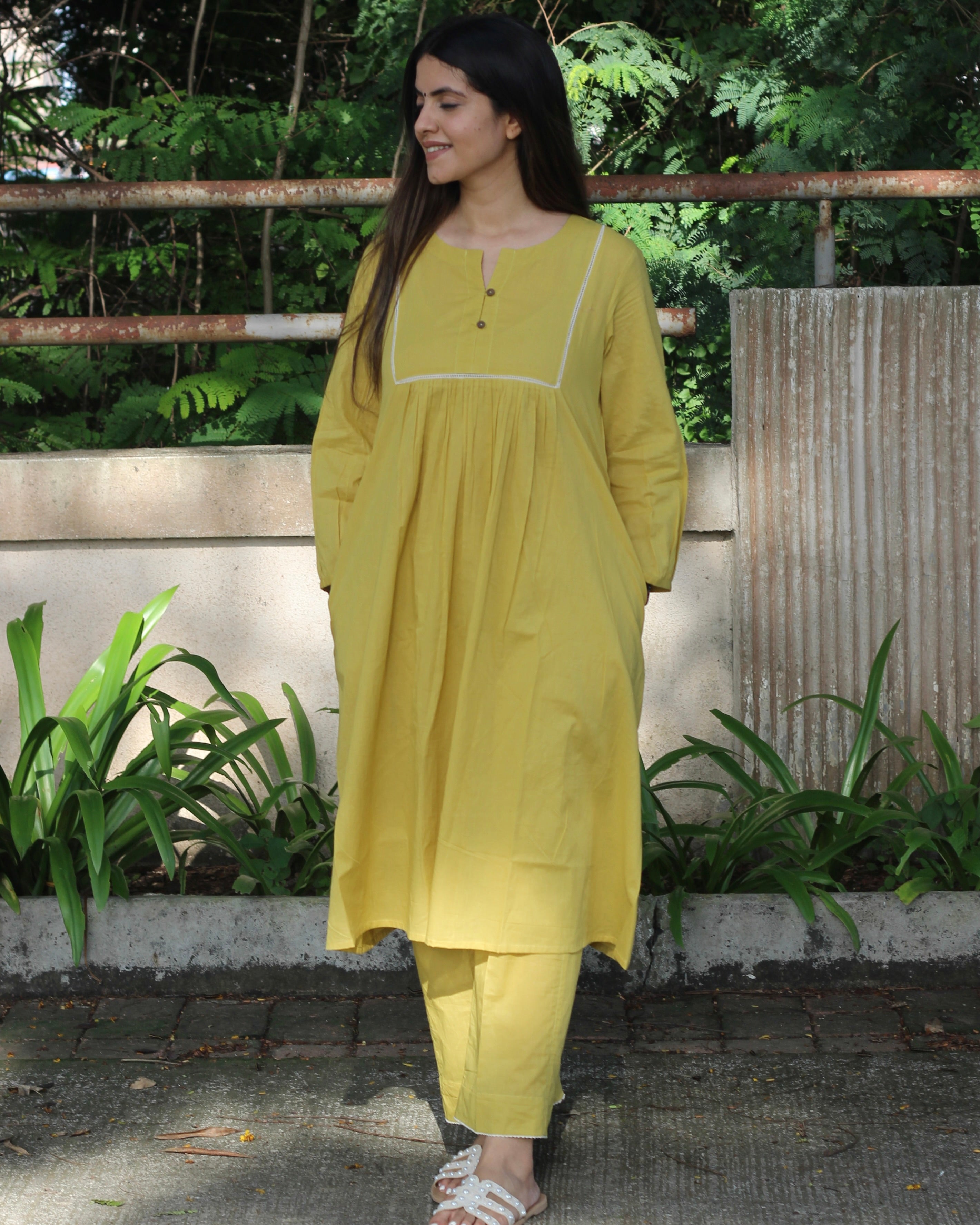 Premium Cotton Mustard Yellow Kurta with Pockets