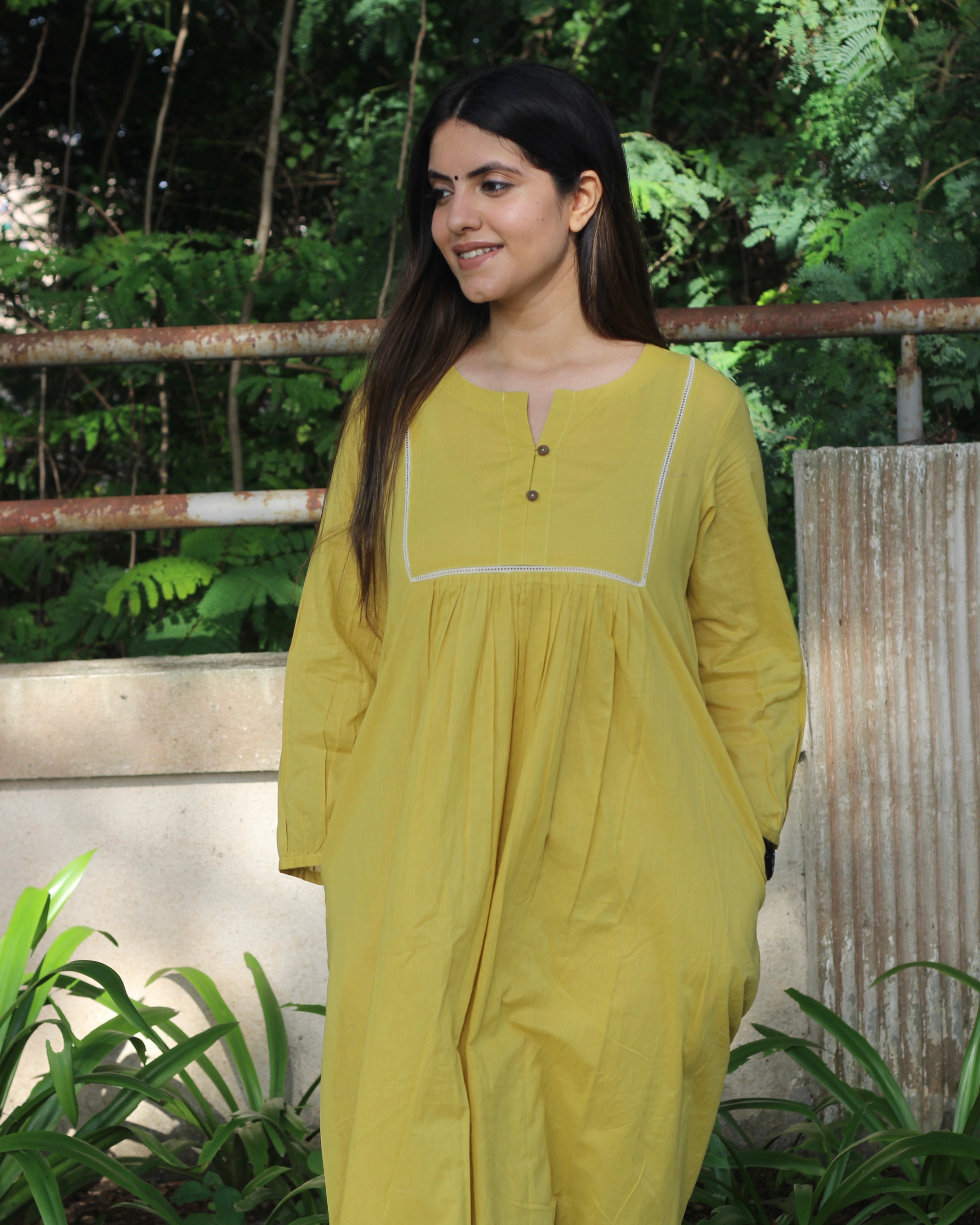 Premium Cotton Mustard Yellow Kurta with Pockets