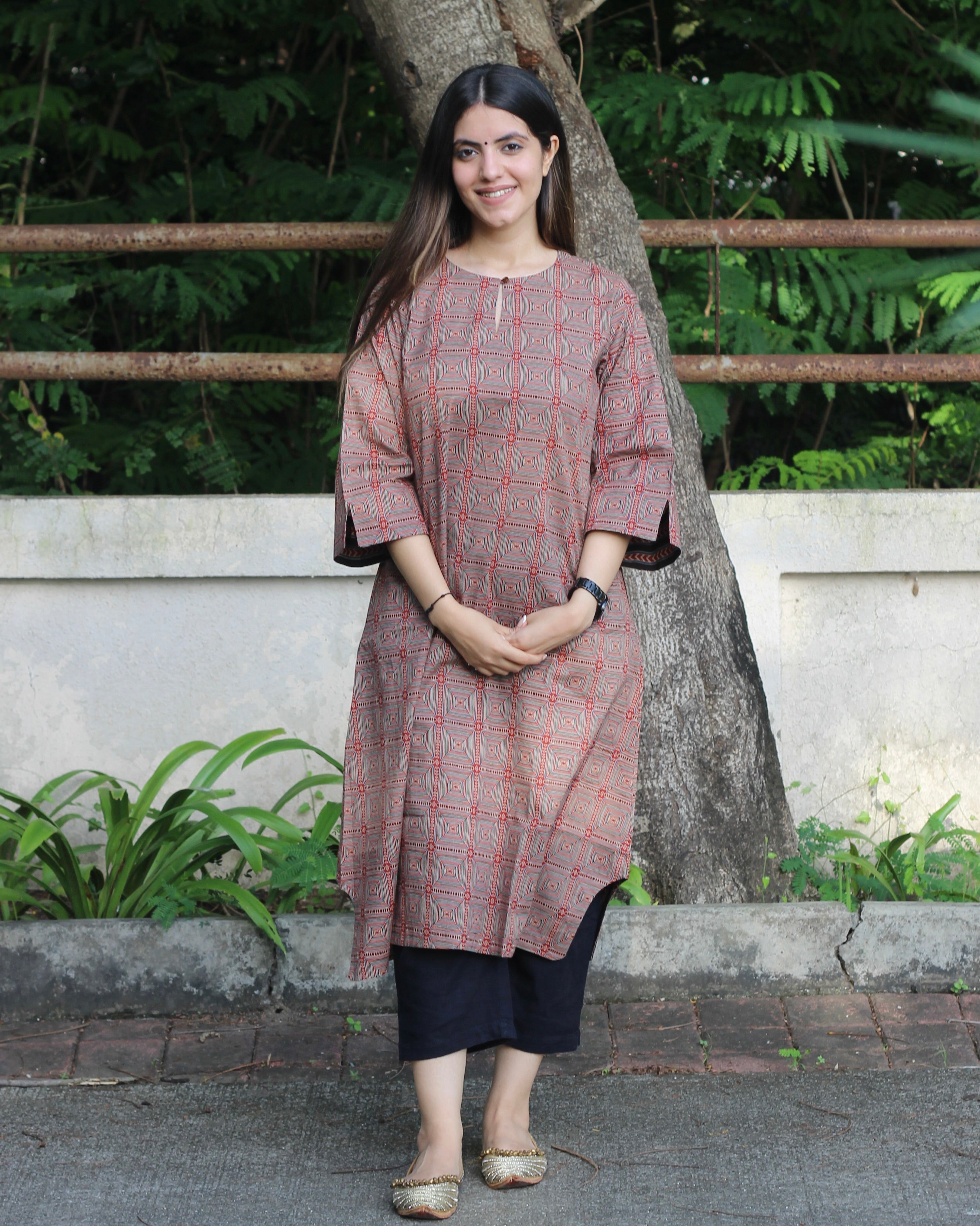 Pure Cotton Printed Ajrakh Kurta