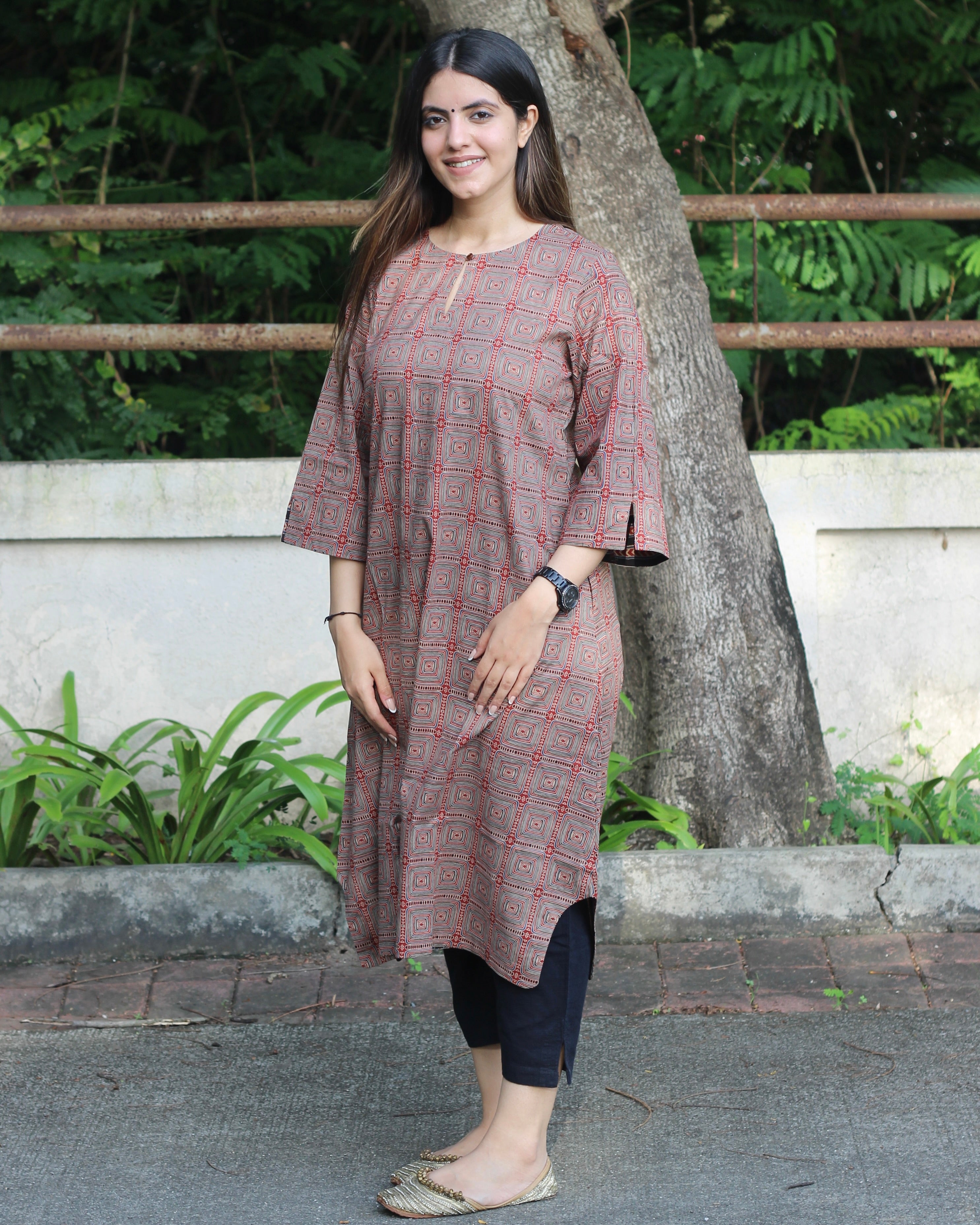 Pure Cotton Printed Ajrakh Kurta