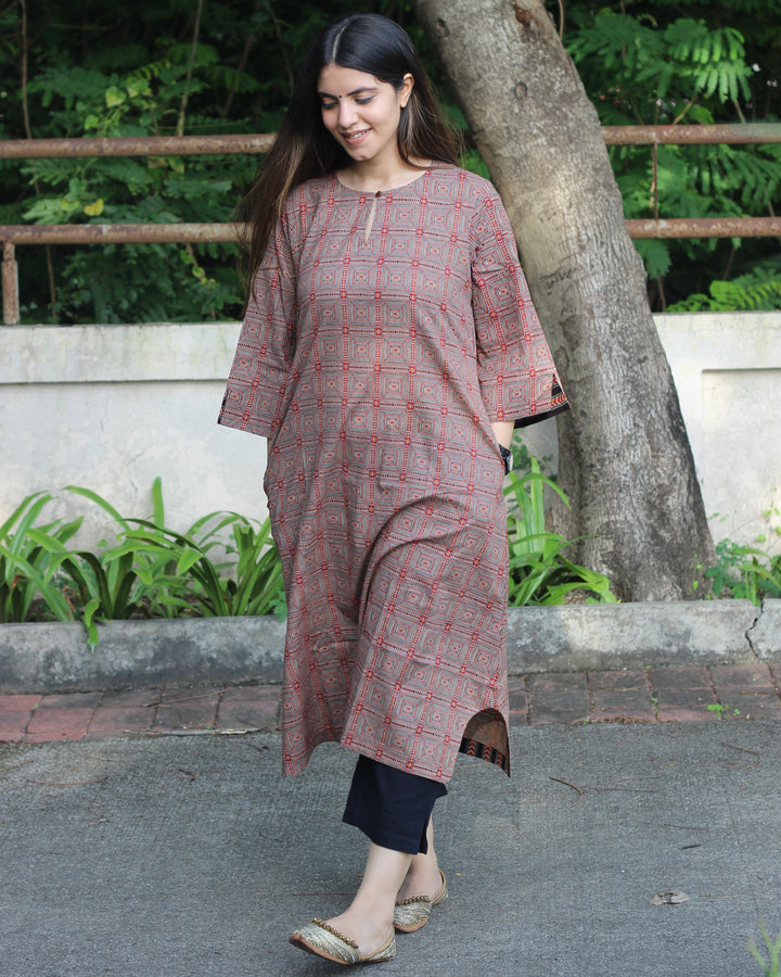 Pure Cotton Printed Ajrakh Kurta