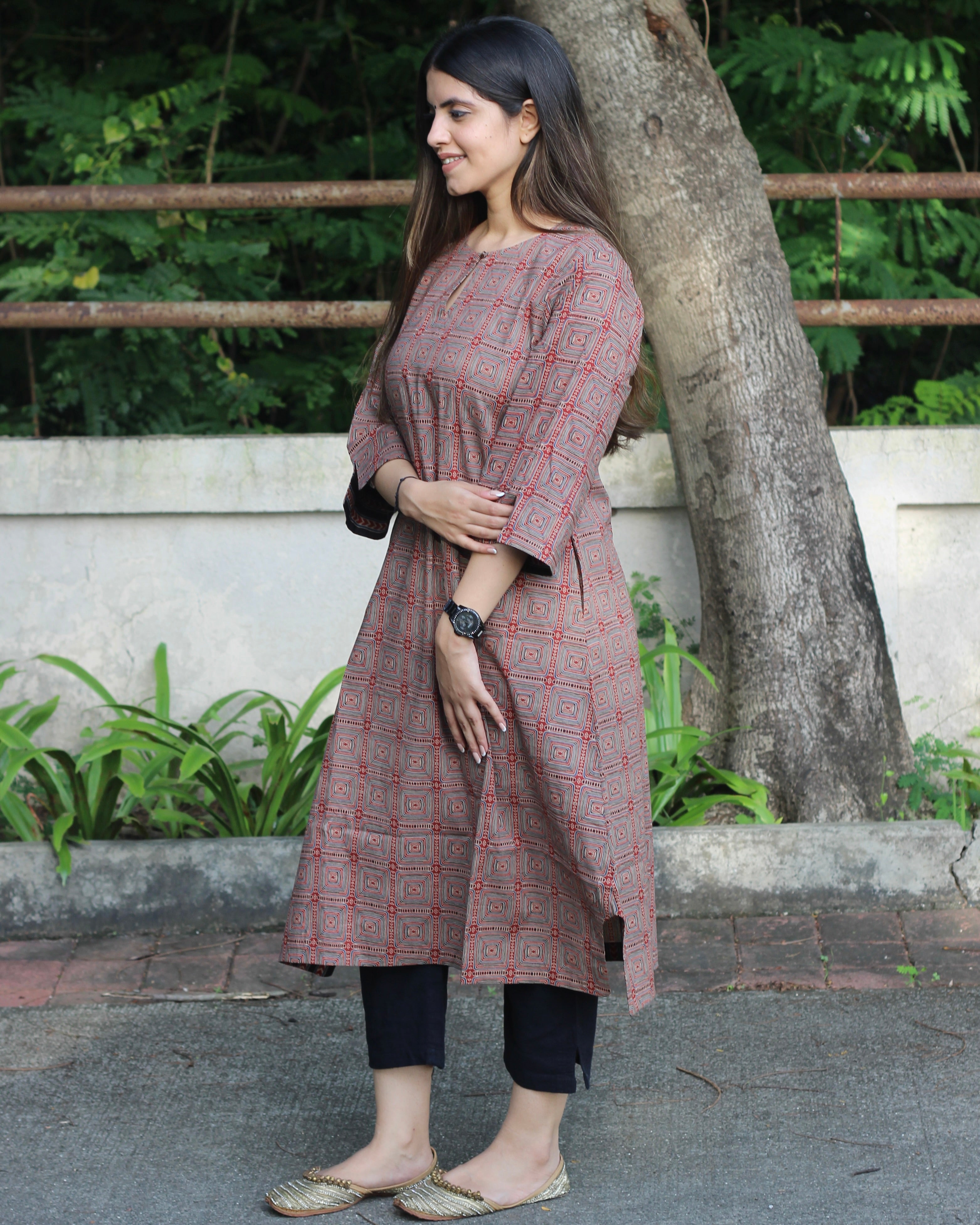 Pure Cotton Printed Ajrakh Kurta