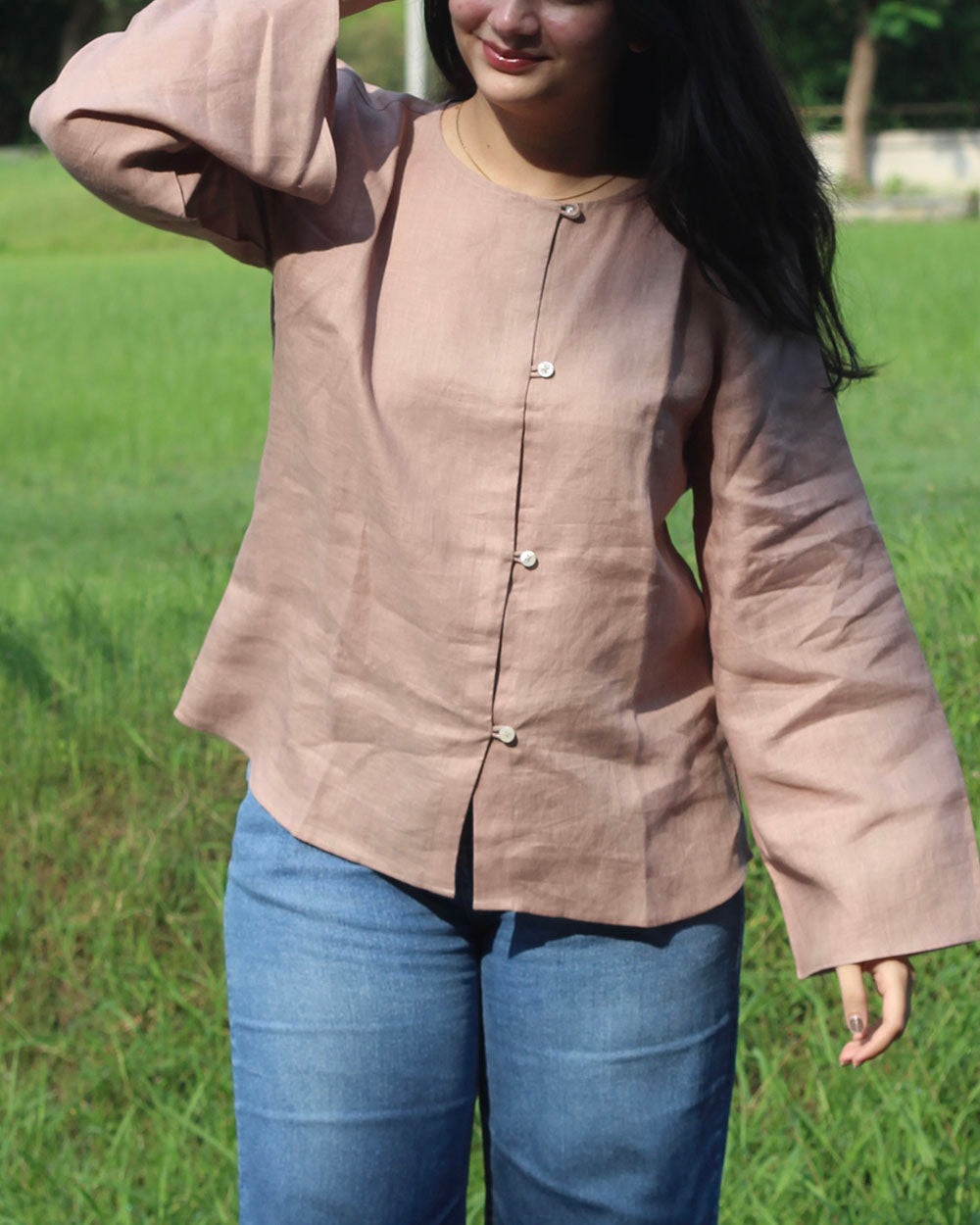 Sunkissed Short Top in Pure Linen