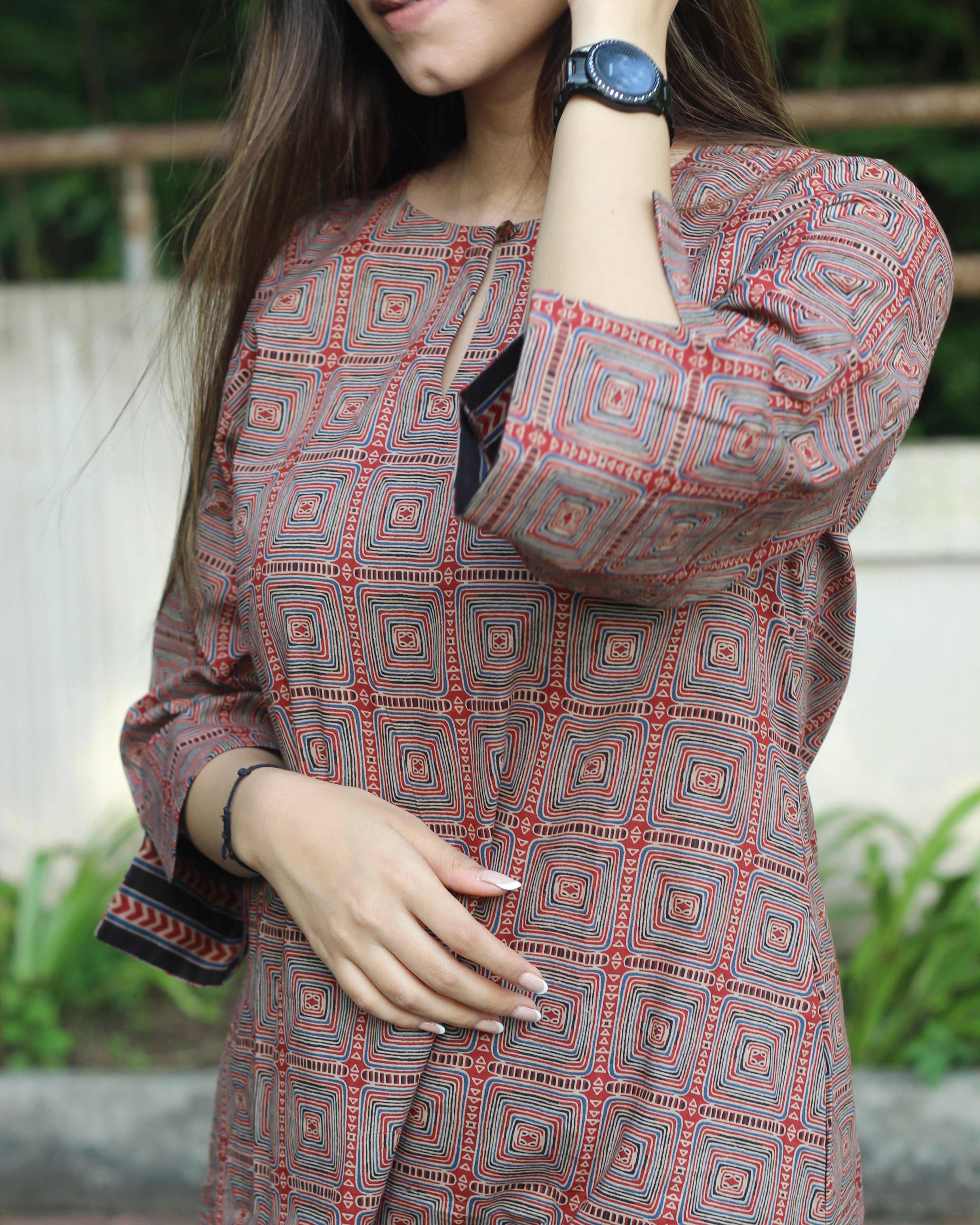 Pure Cotton Printed Ajrakh Kurta
