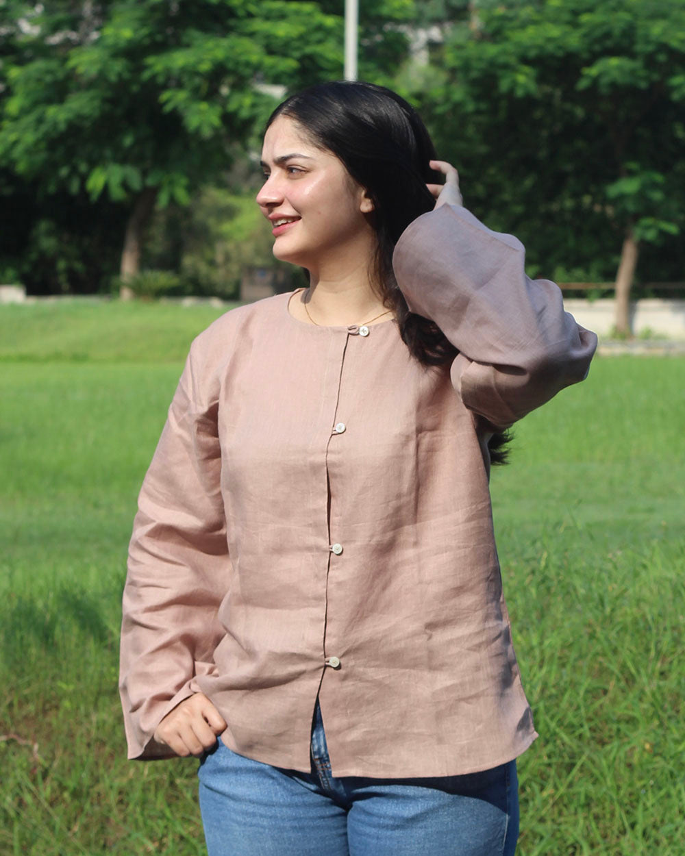 Sunkissed Short Top in Pure Linen