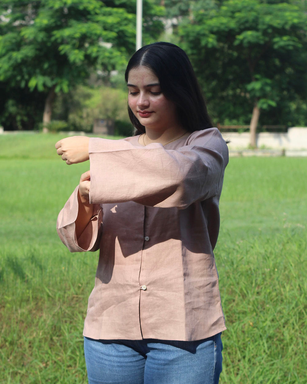 Sunkissed Short Top in Pure Linen