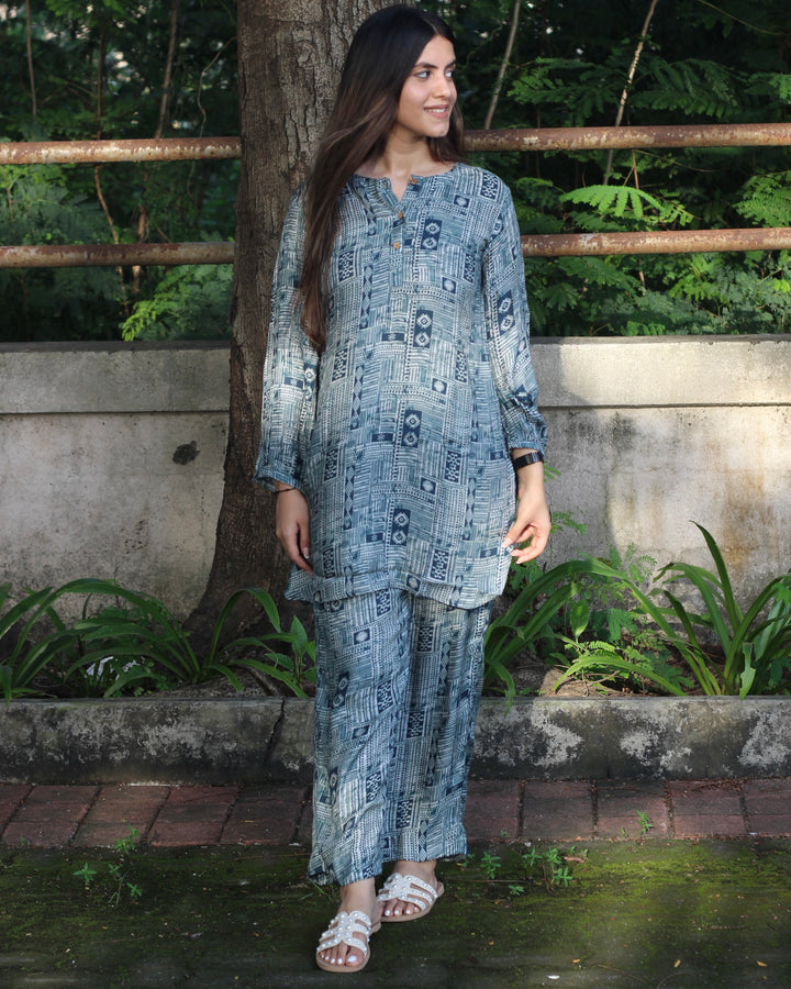 Pure Modal satin Printed co-ord set