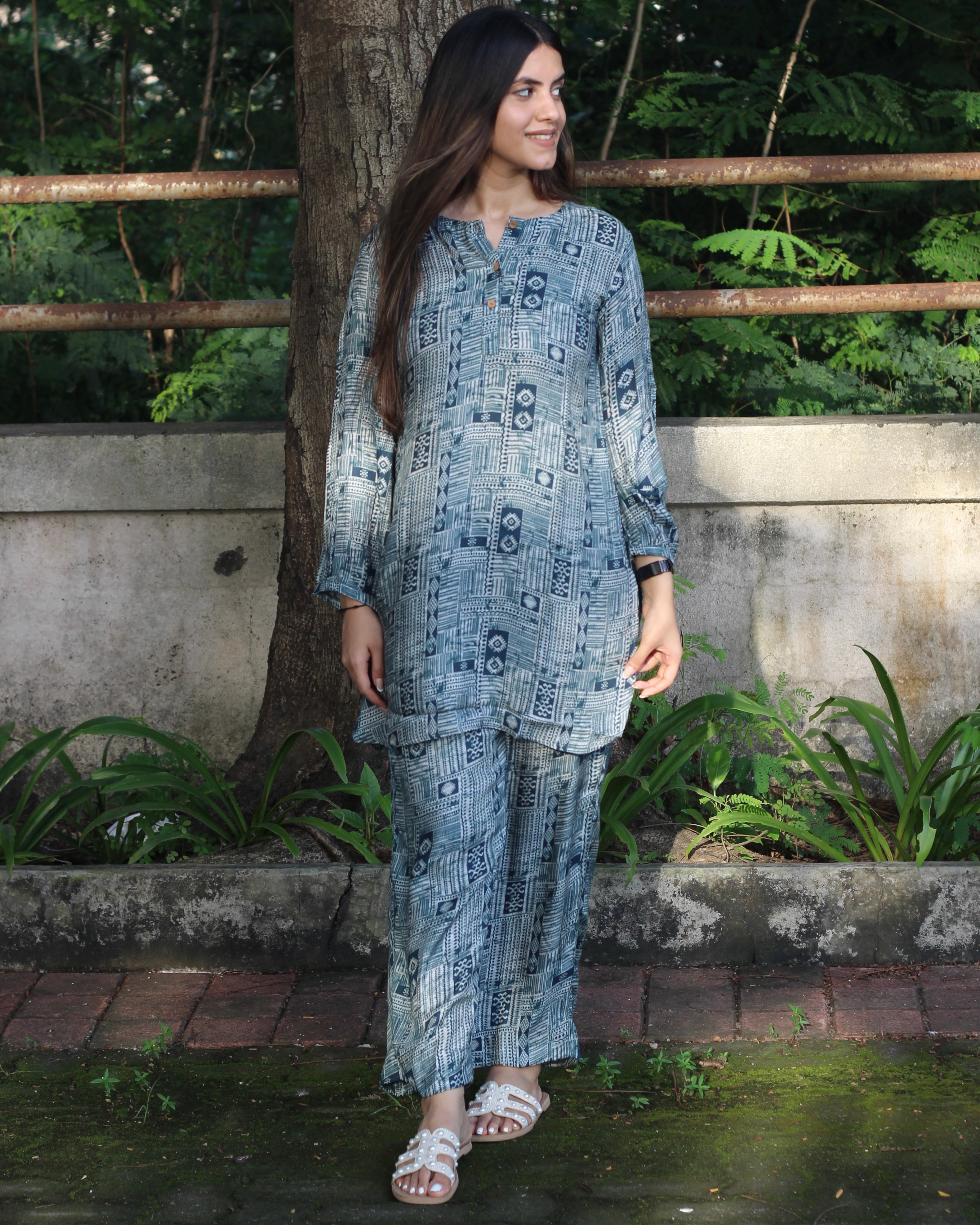 Pure Modal satin Printed co-ord set
