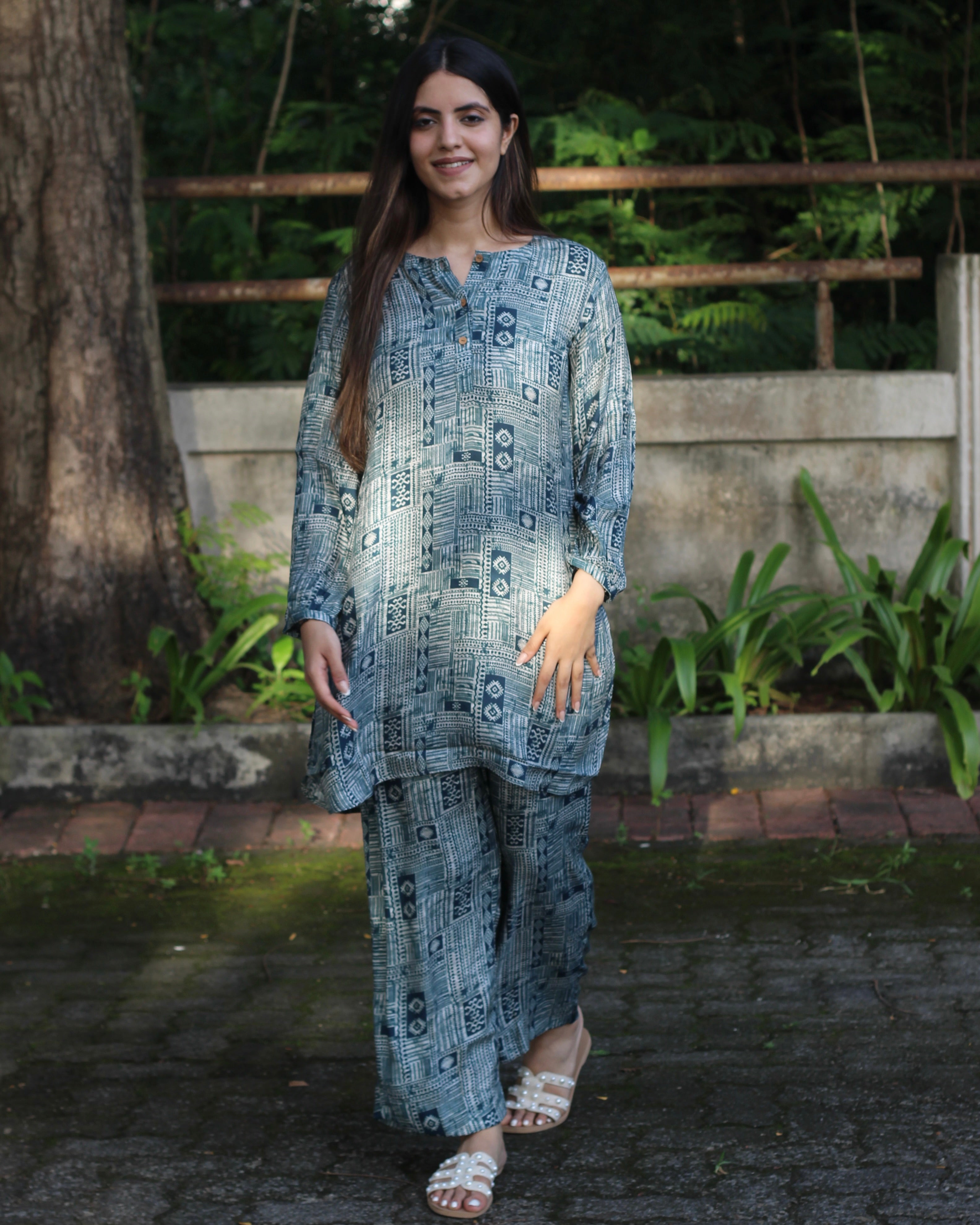 Pure Modal satin Printed co-ord set