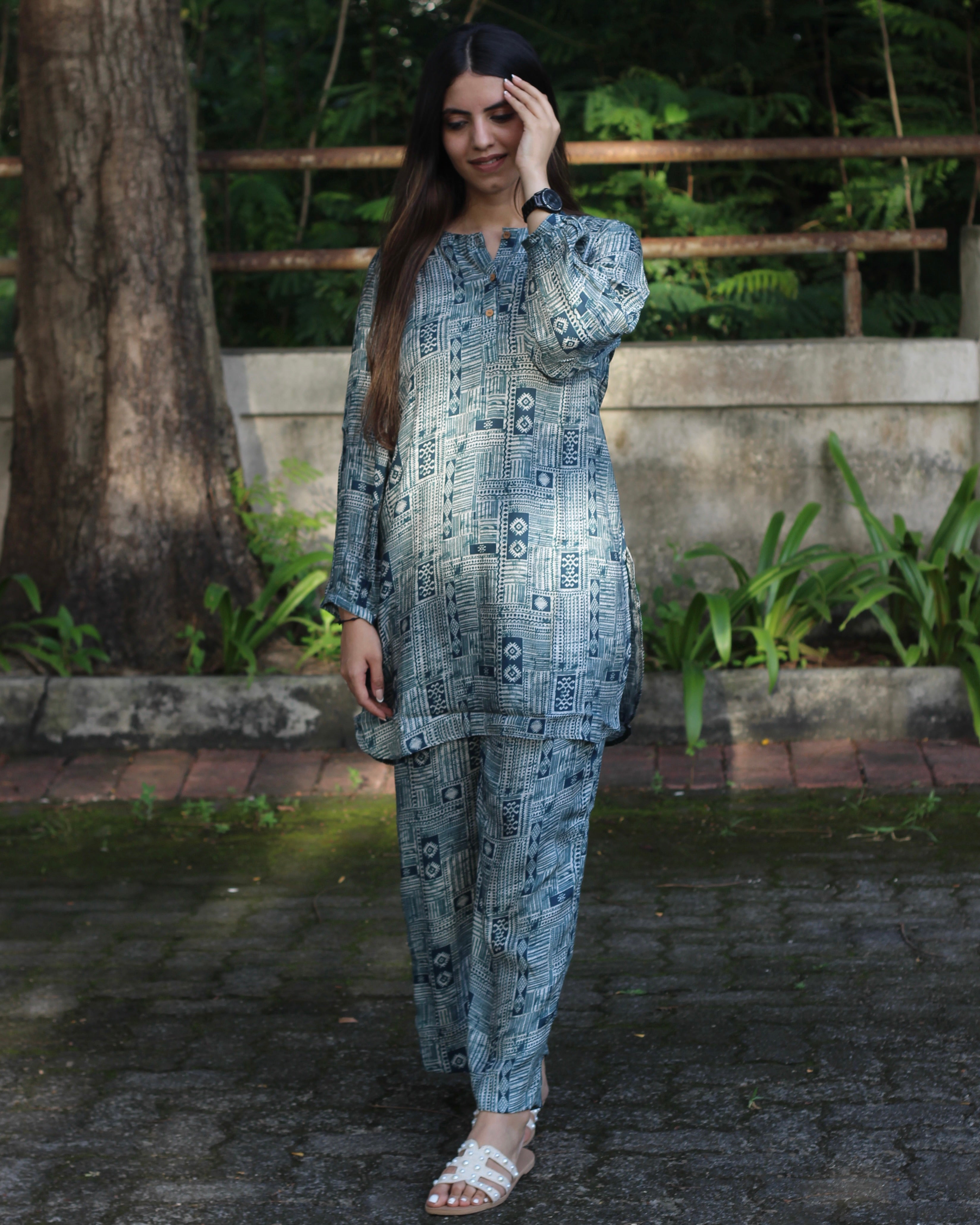 Pure Modal satin Printed co-ord set