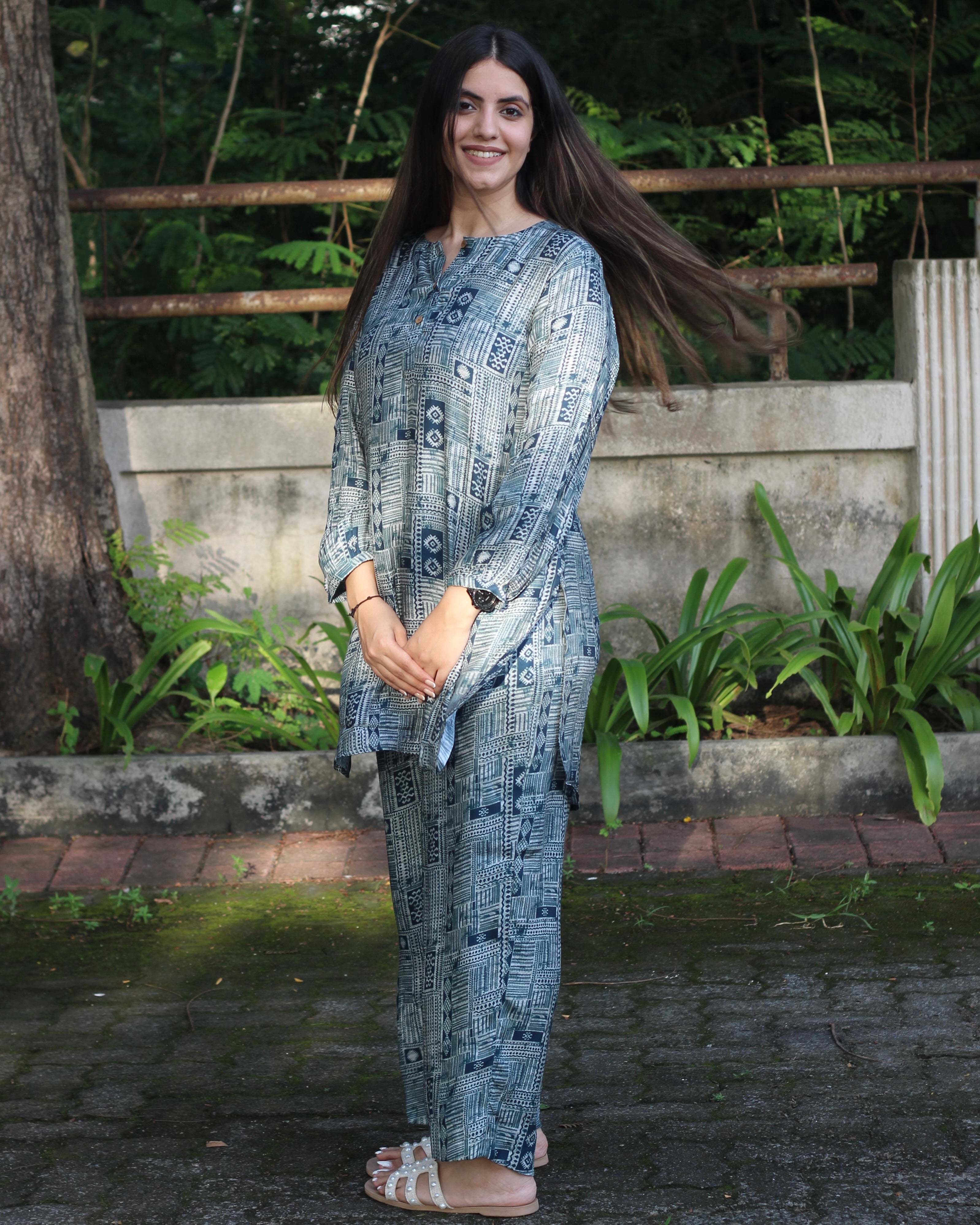 Pure Modal satin Printed co-ord set