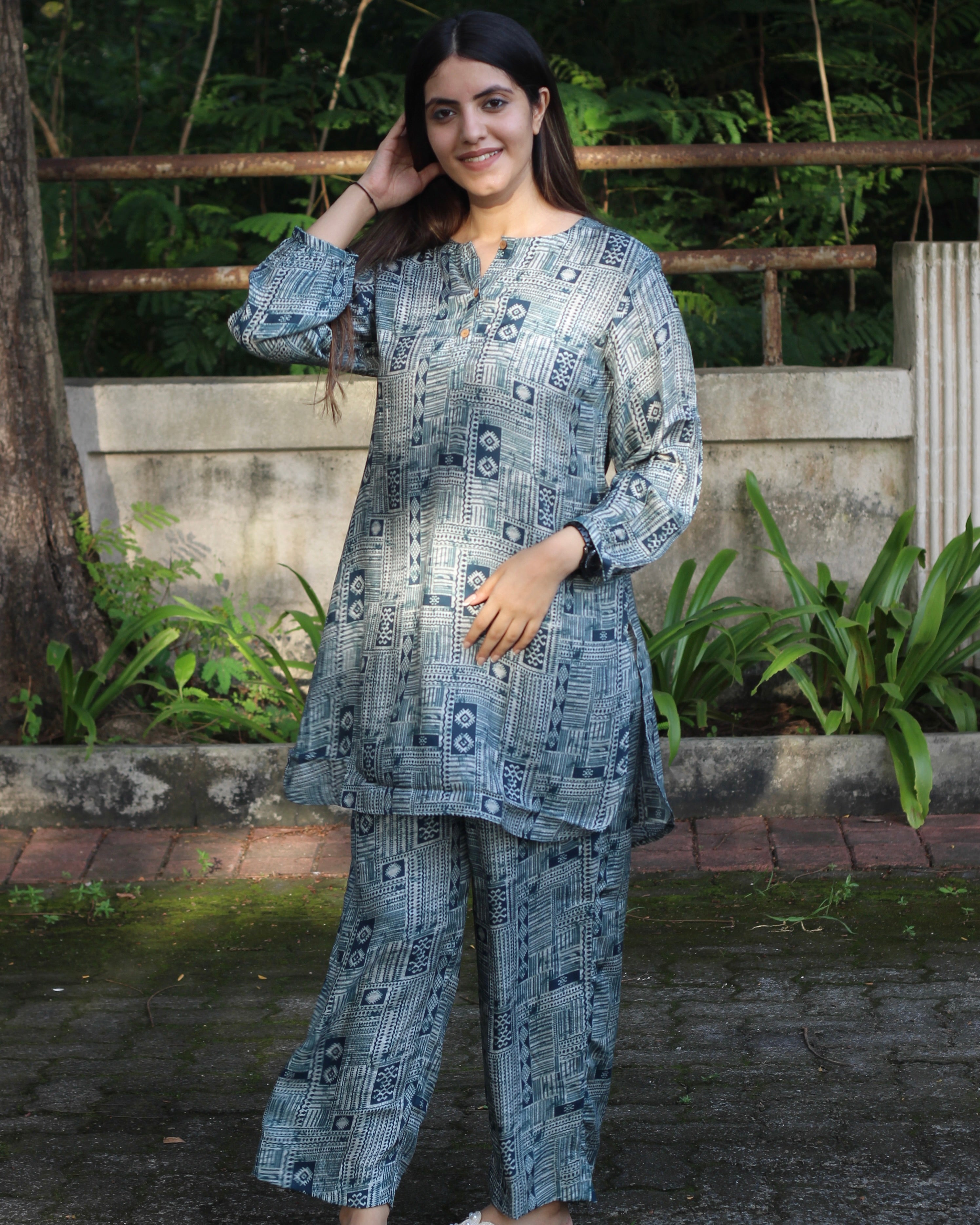 Pure Modal satin Printed co-ord set