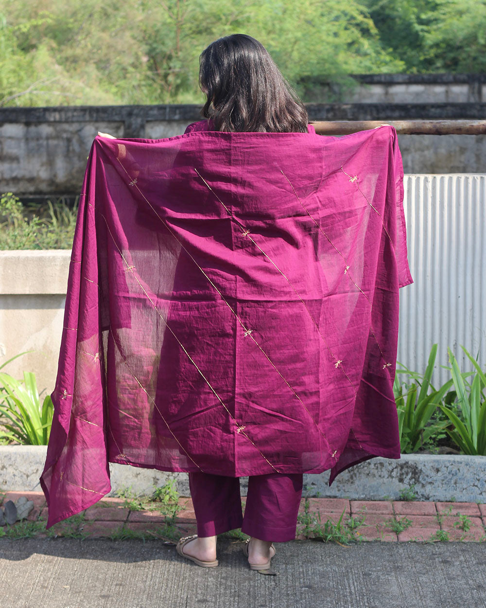 Adaa Mul Chanderi Suit Set - Set of 3