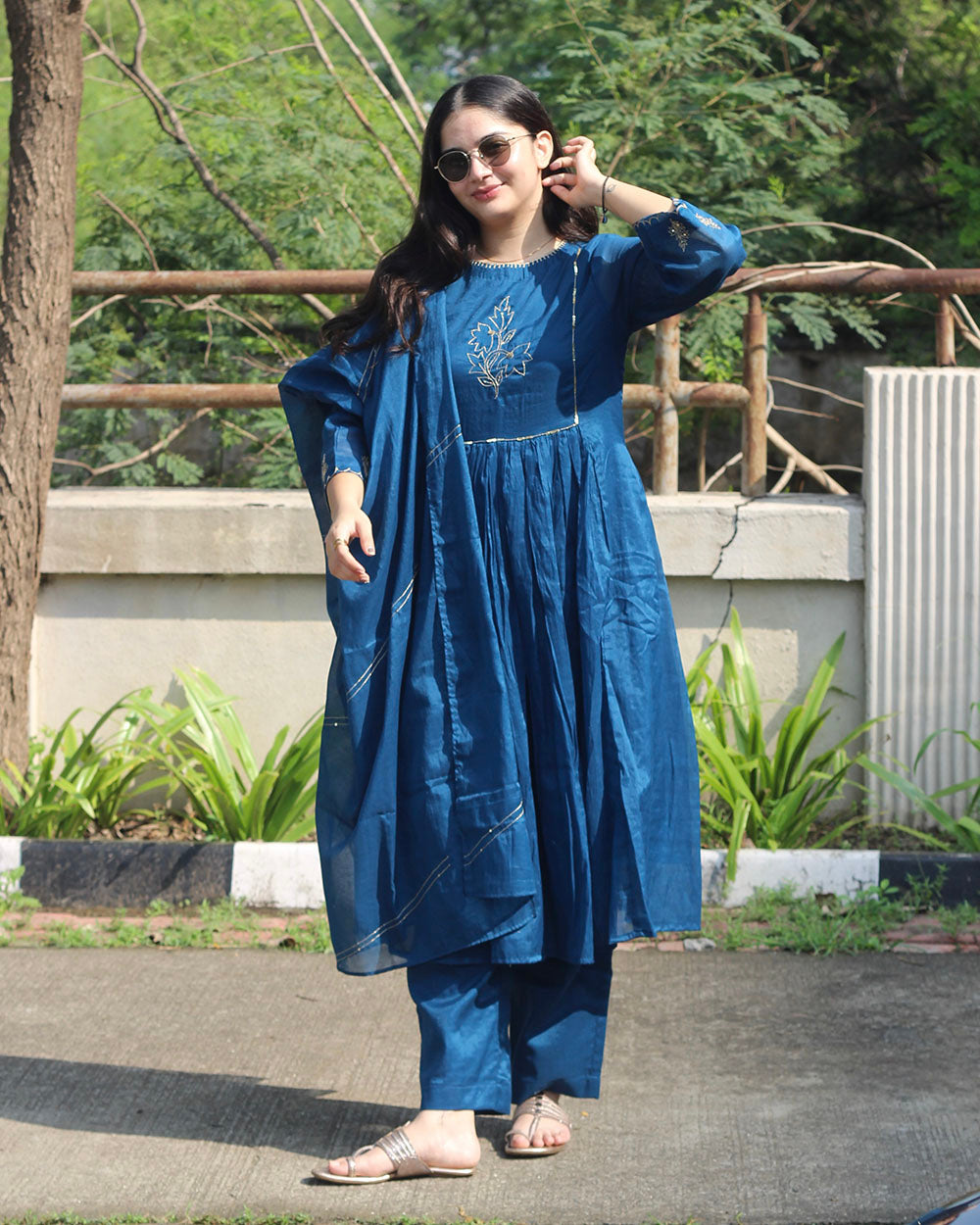 Sajda Mul Chanderi Suit Set - Set of 3