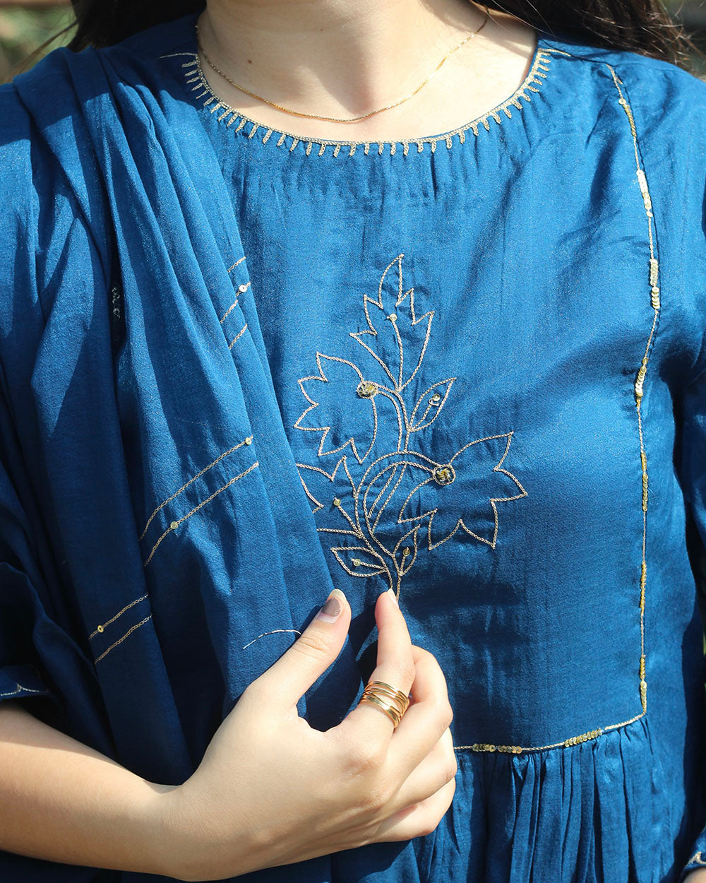 Sajda Mul Chanderi Suit Set - Set of 3