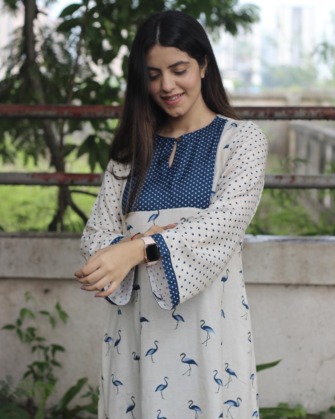 Ivory & Blue Harmony Pure Muslin Kurta Pant Set