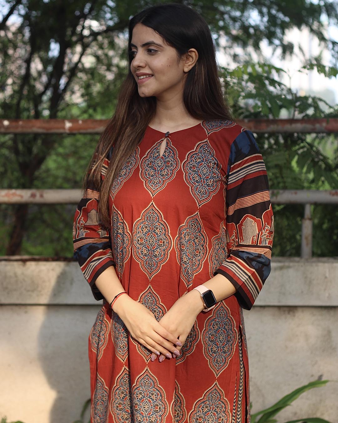 Royal Red Handblock Cotton Kurta