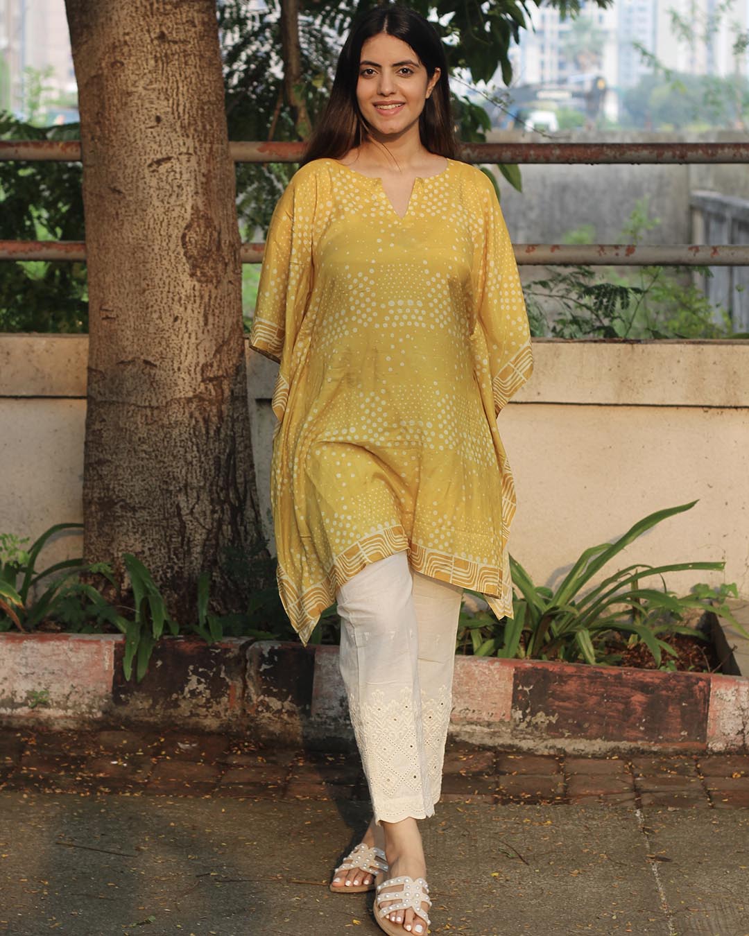 Sunlit Ivory Pure Muslin Kaftan